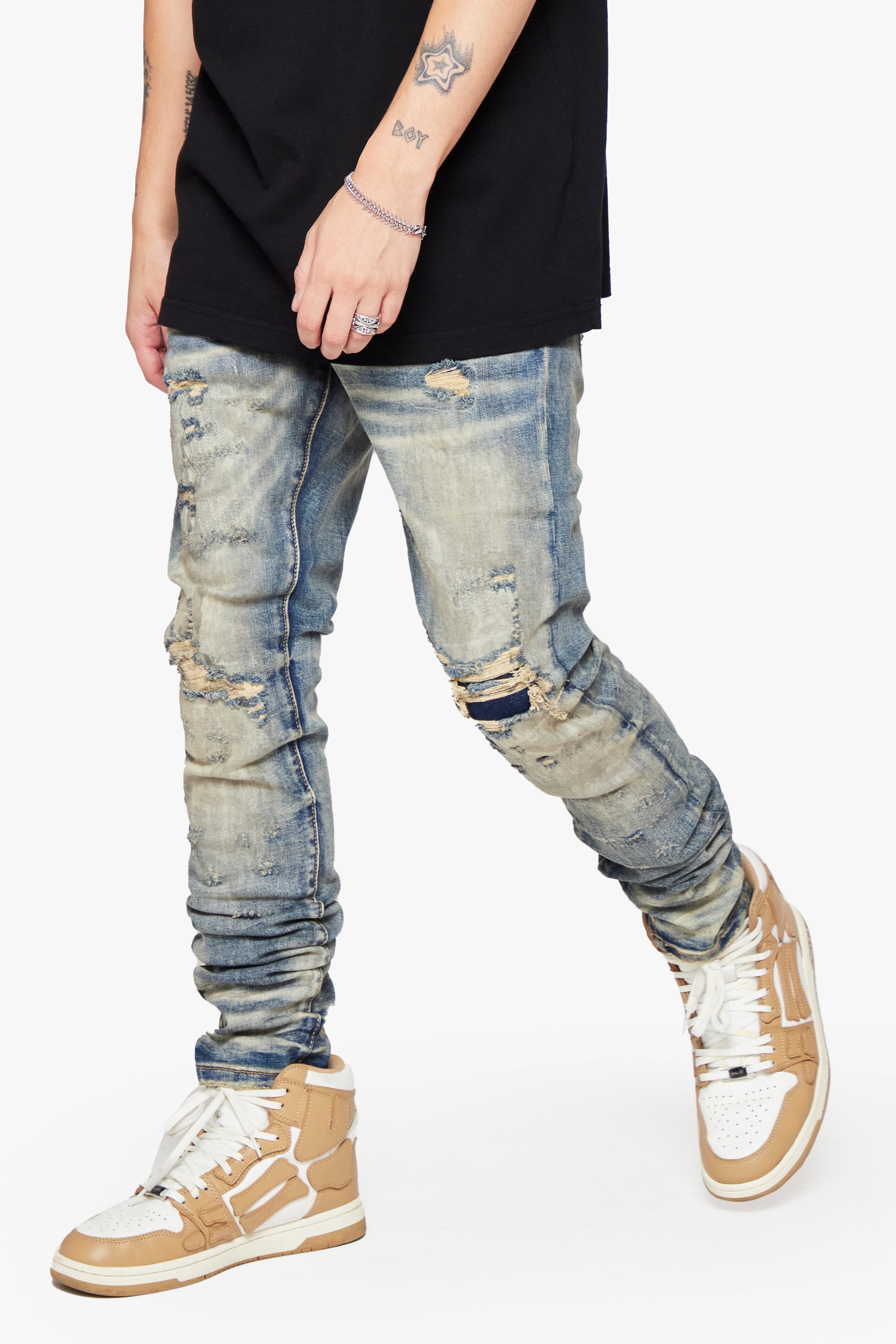 6Th Nbrhd Dirt Road Men's Jeans - Distressed Wash