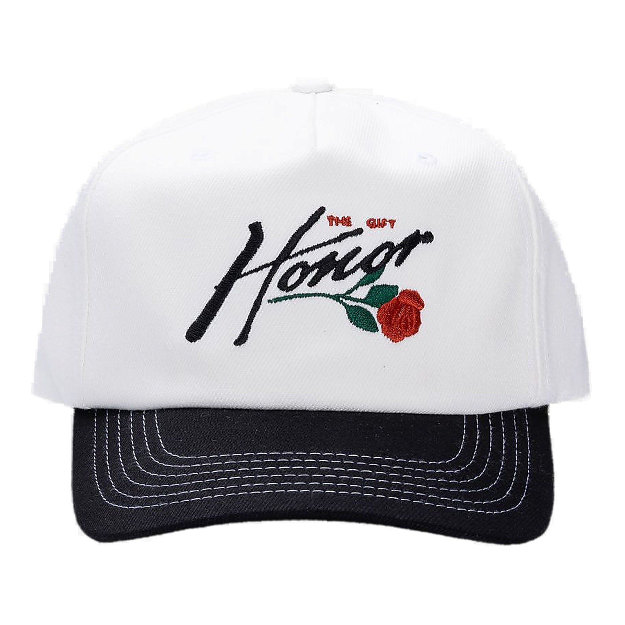Honor The Gift Embroidered Trucker Snapback Hat - White