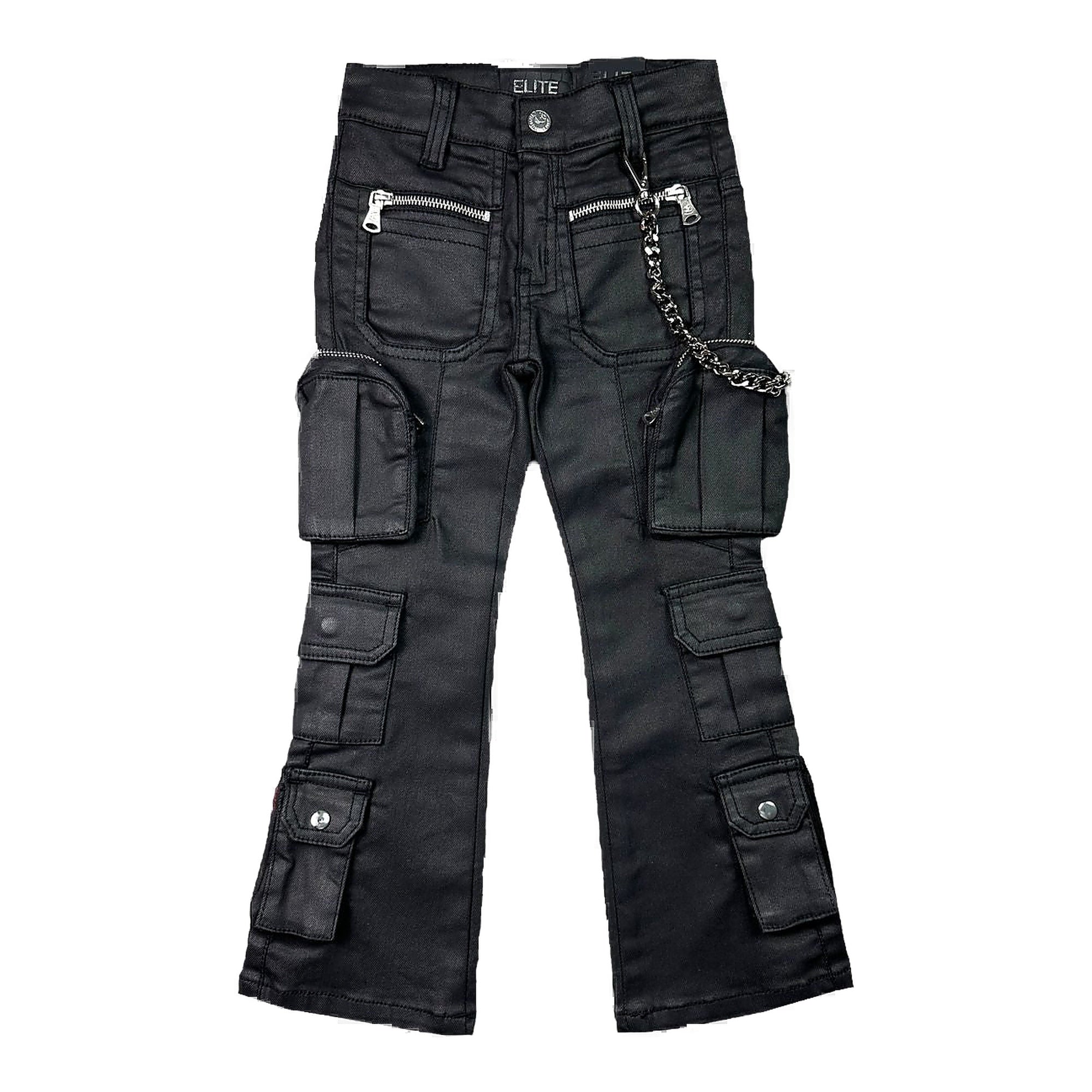Elite Premium Ks Black Wax Kids Jeans - Black Color