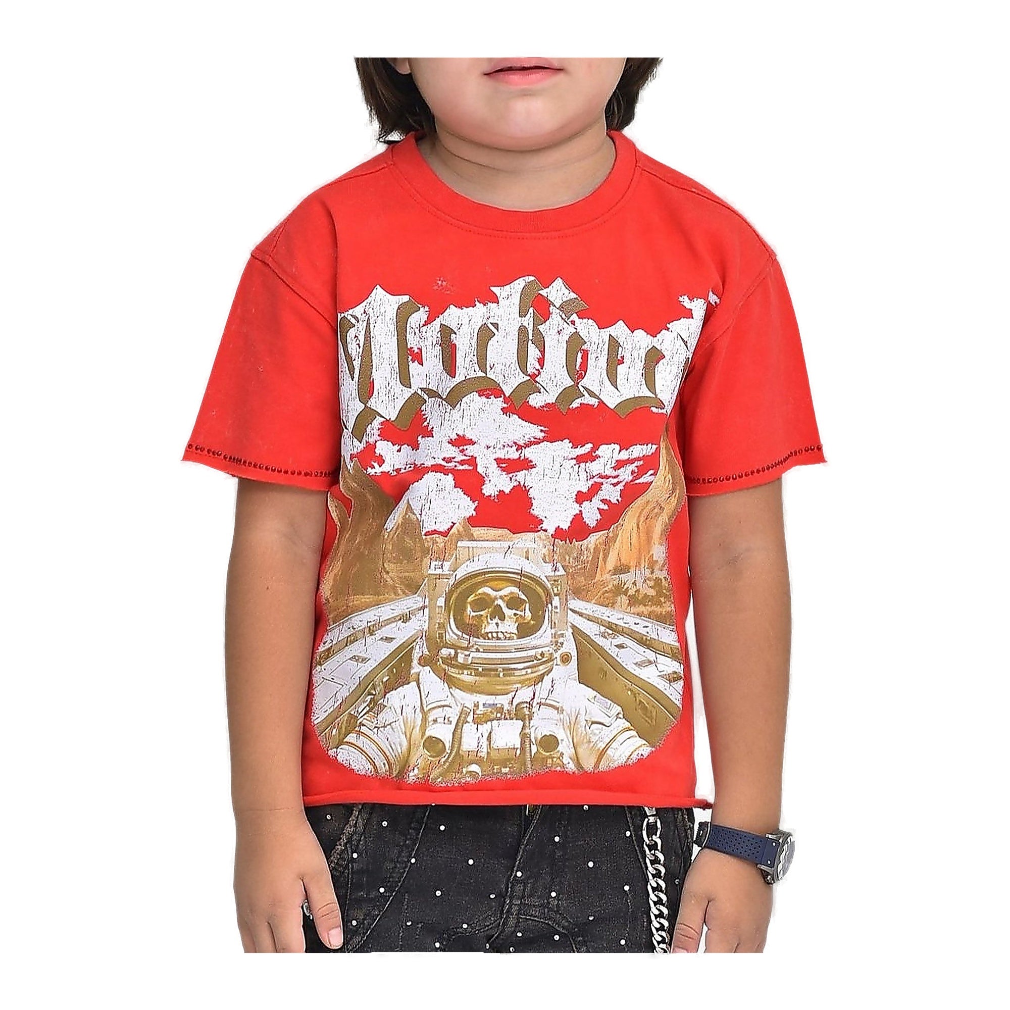 Elite Premium Motion Rhinestone Cropped Tee Kids - Red