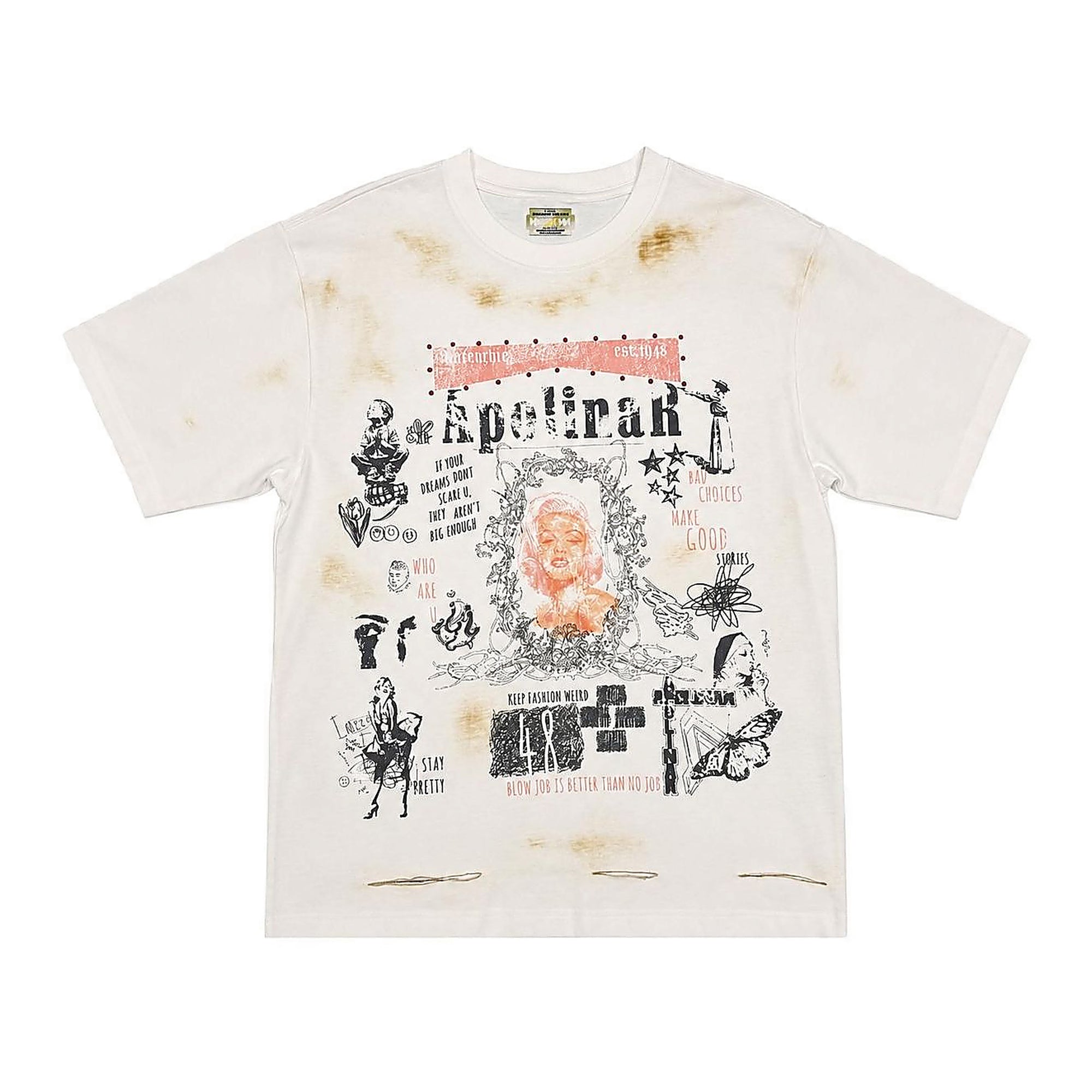 Apolinar Monroe Tee - Distressed Graphic White