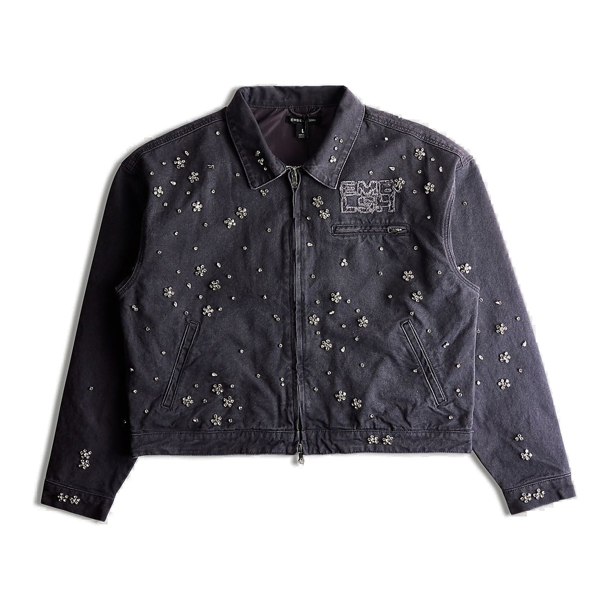 Embellish Clean Up Work Jacket - Dark Wash