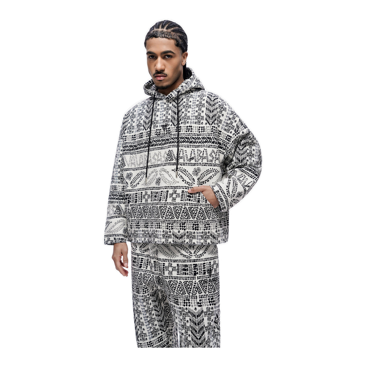 Valabasas Tundra Hoodie - Woven Pattern White
