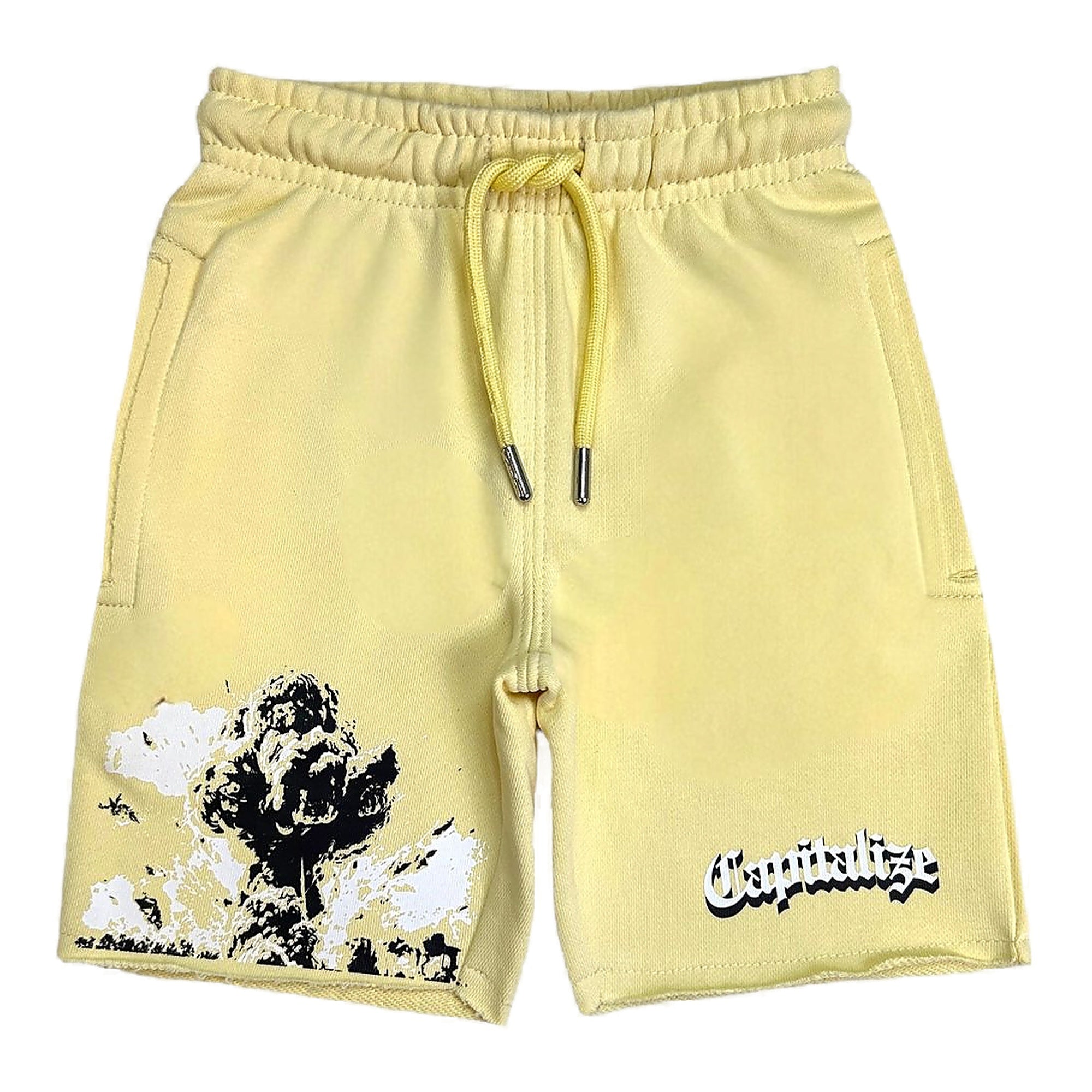 Elite Capitalize Cropped Kids Fleece Shorts - Yellow