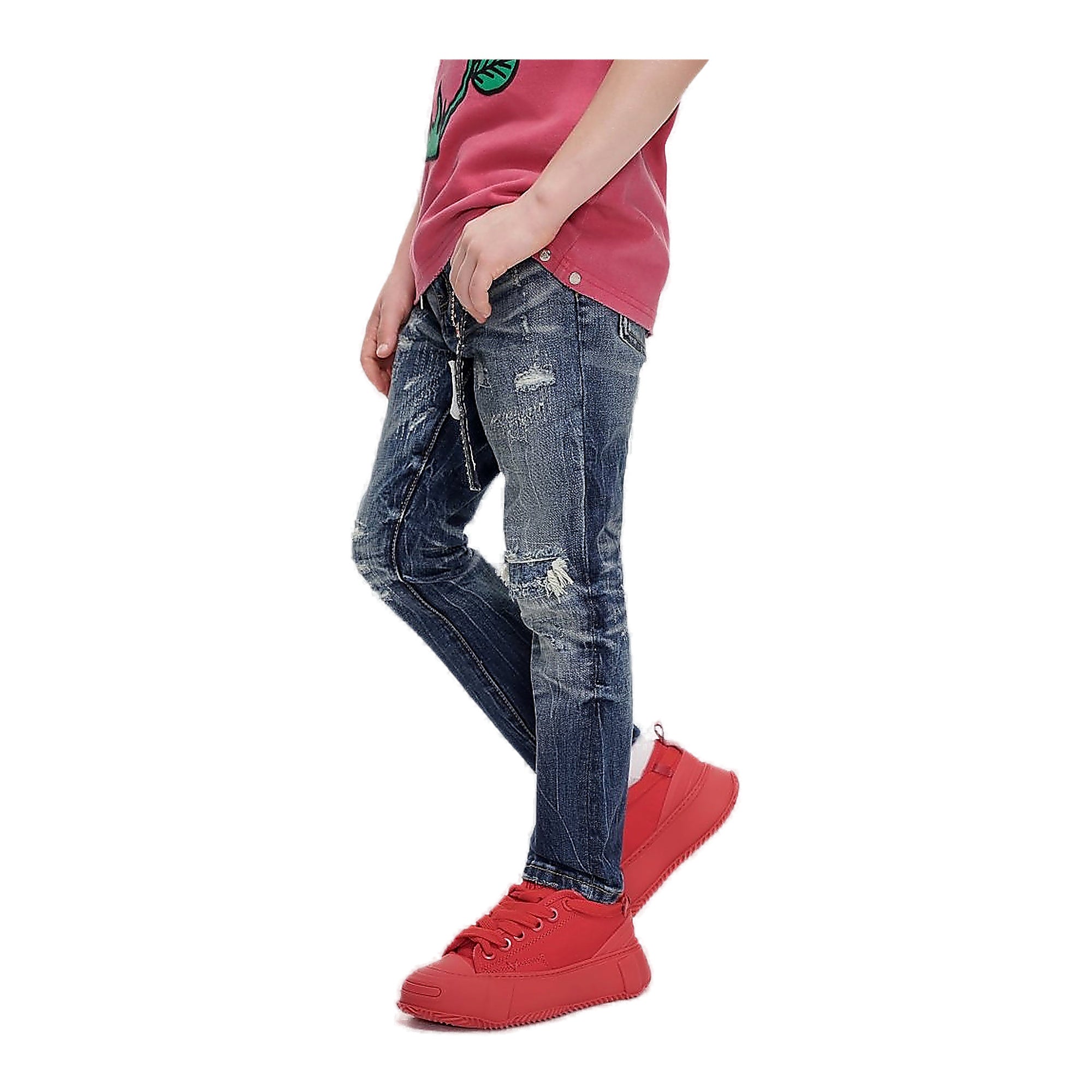 Valabasas Whisker Youth Jeans - Distressed Light Washed