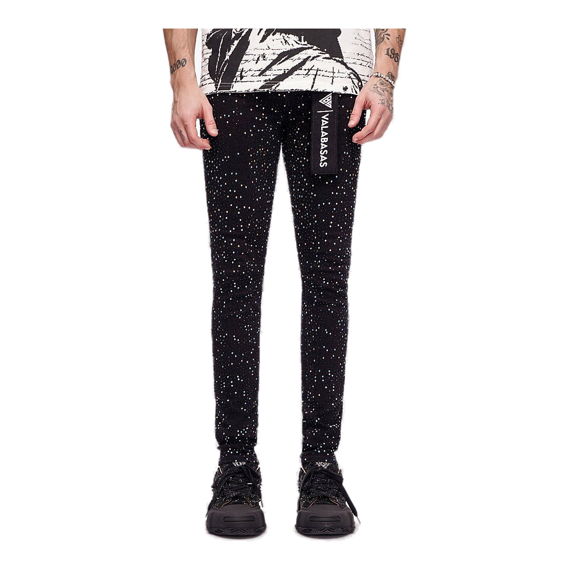 Valabasas Stagger Skinny Jeans - Rhinestone Embellished