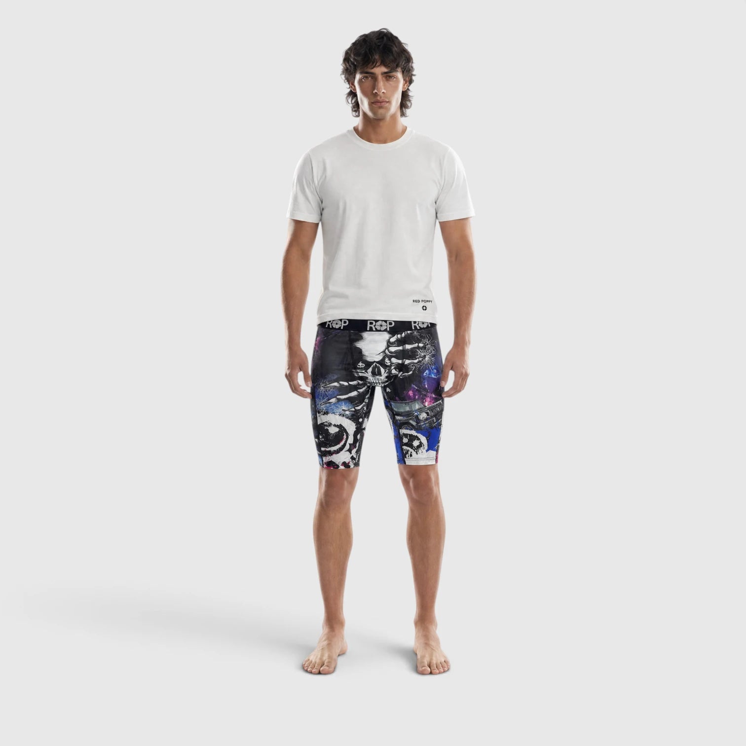 Red Poppy Skull Boxer Briefs - Graphic