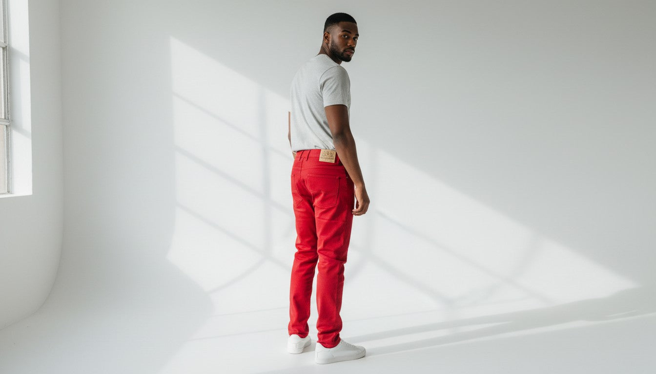 HAJJI DENIM - Men's Non-Stretch Twill - RED