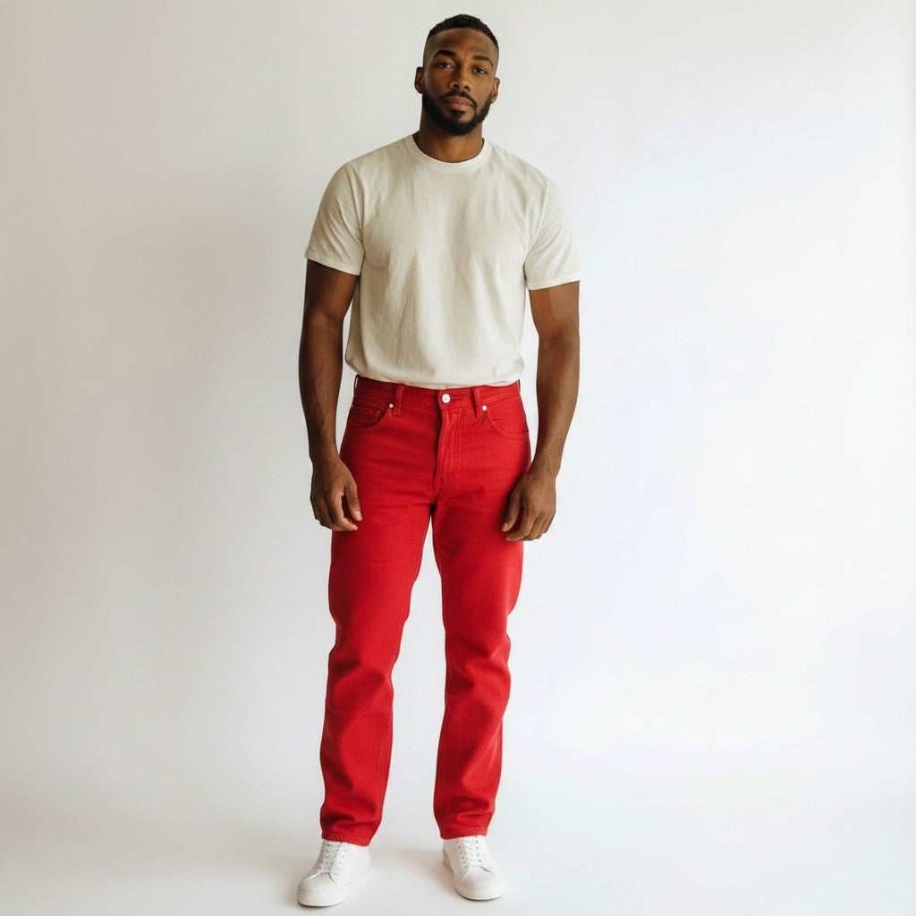 HAJJI DENIM - Men's Non-Stretch Twill - RED