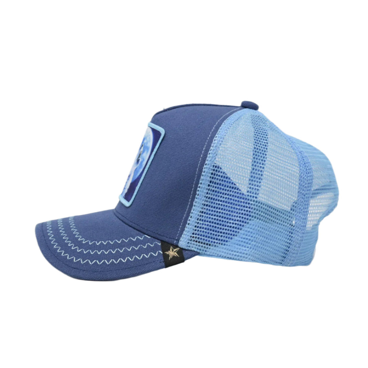Gold Star Wolf Trucker Hat - Blue
