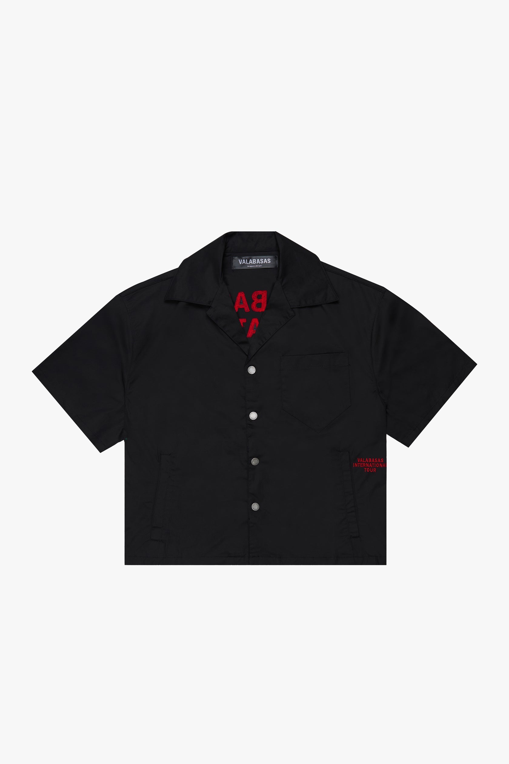 "TOUR" BLACK CROP BUTTON DOWN BLACK