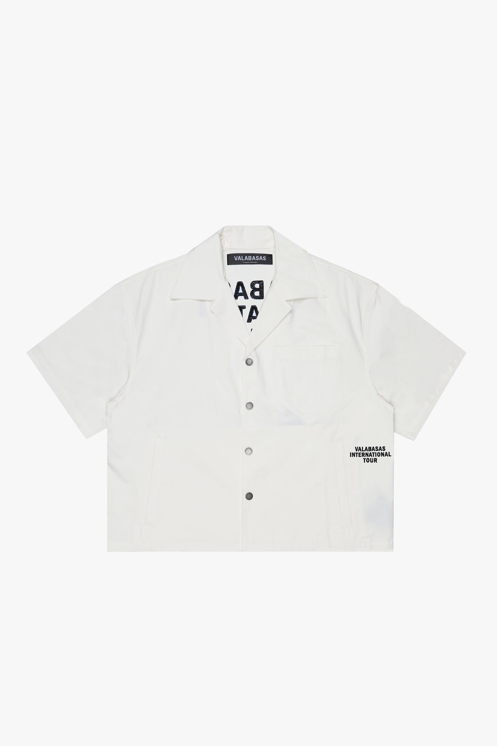 "TOUR" WHITE CROP BUTTON DOWN WHITE