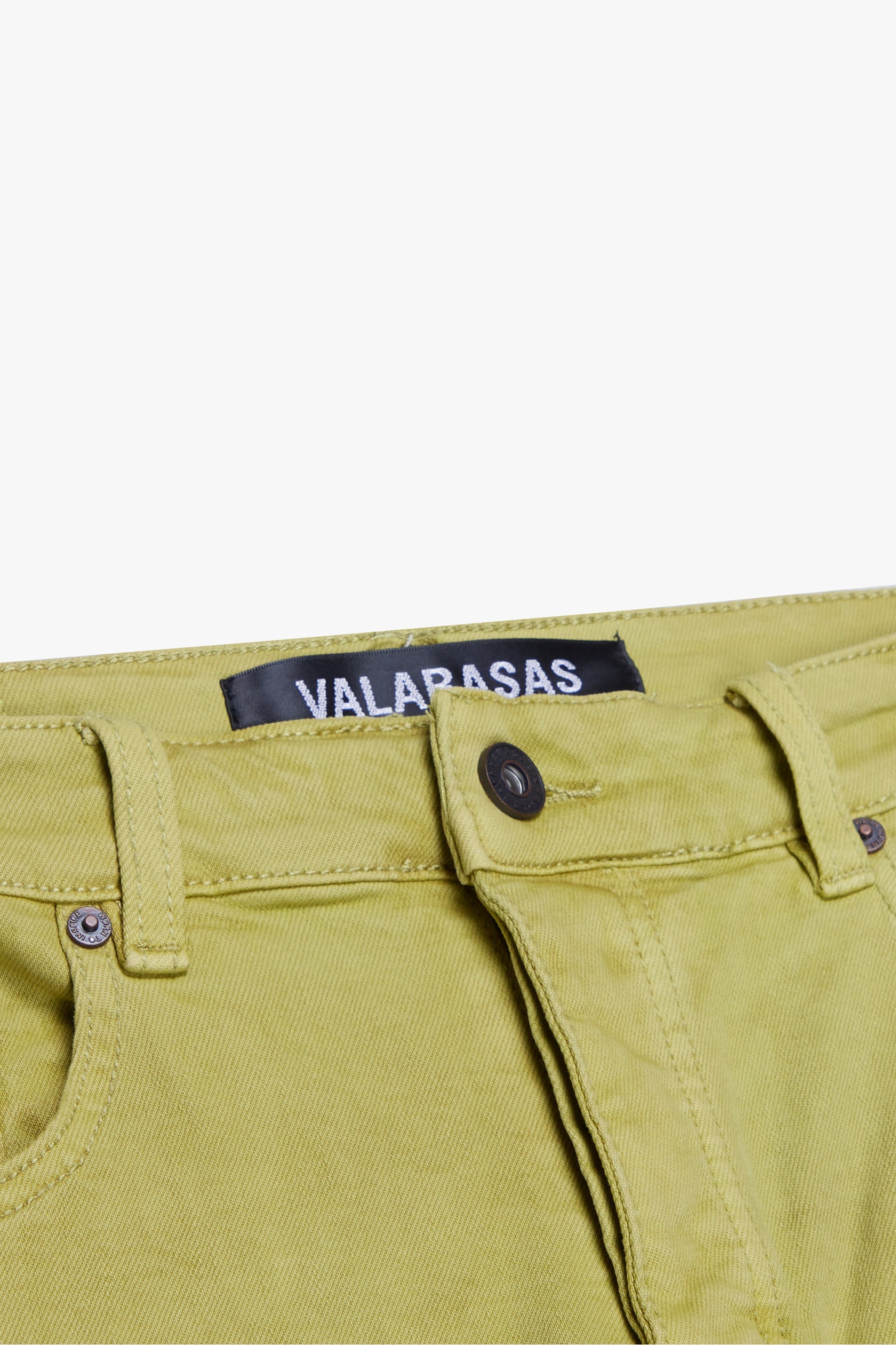 "PINNACLE” YELLOW STACKED FLARE JEAN