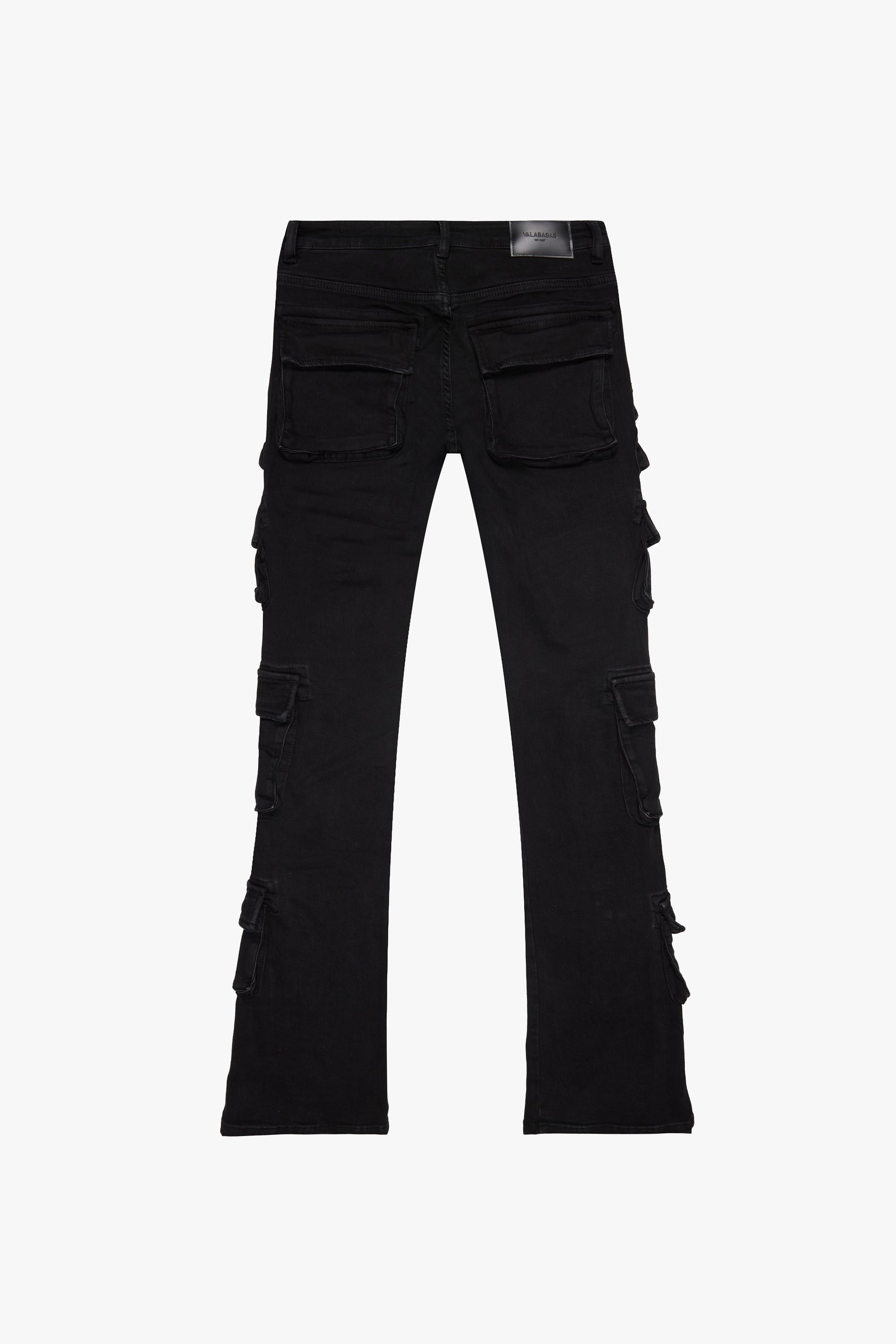 "PINNACLE” BLACK WASH STACKED FLARE JEAN