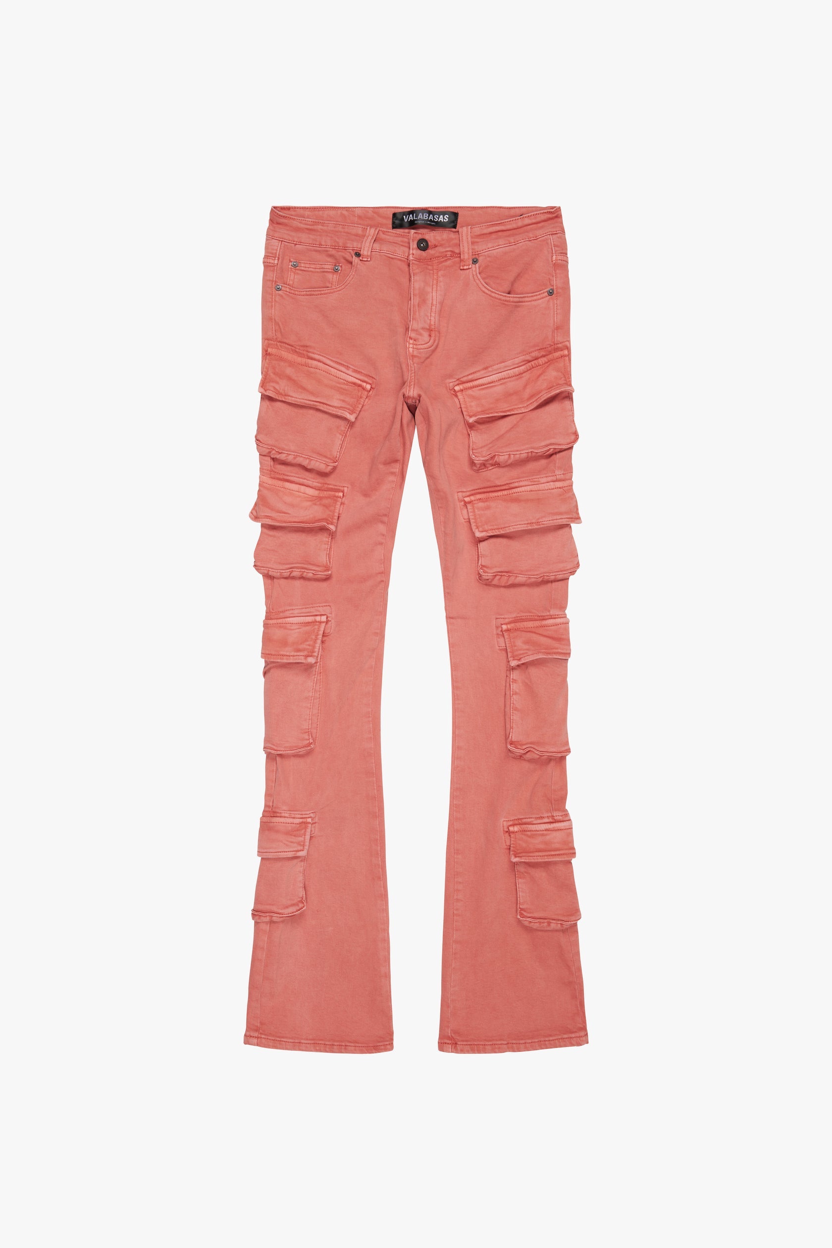 "PINNACLE” TANGERINE STACKED FLARE JEAN