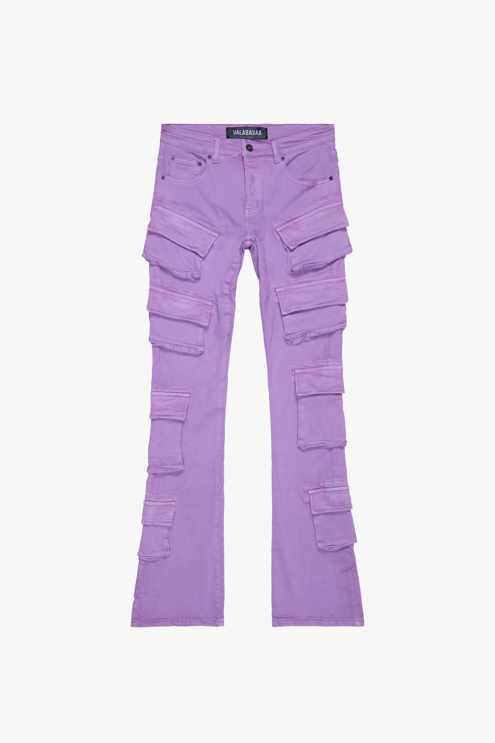 "PINNACLE” PURPLE STACKED FLARE JEAN