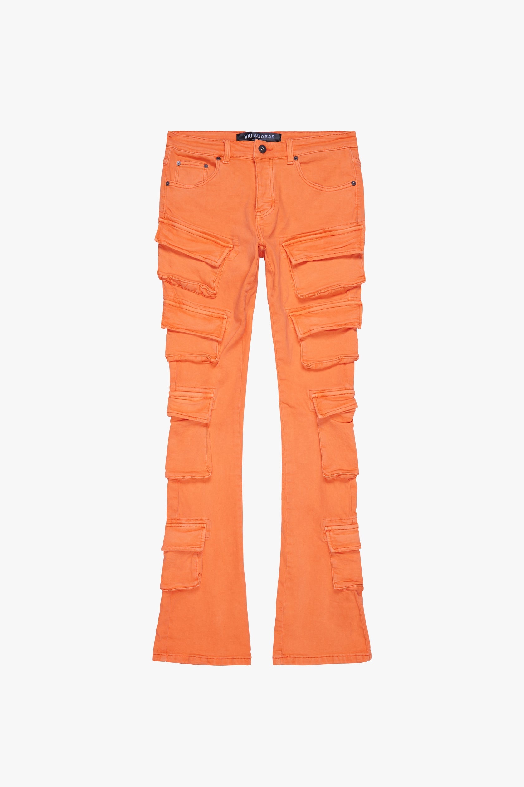 "PINNACLE” ORANGE STACKED FLARE JEAN