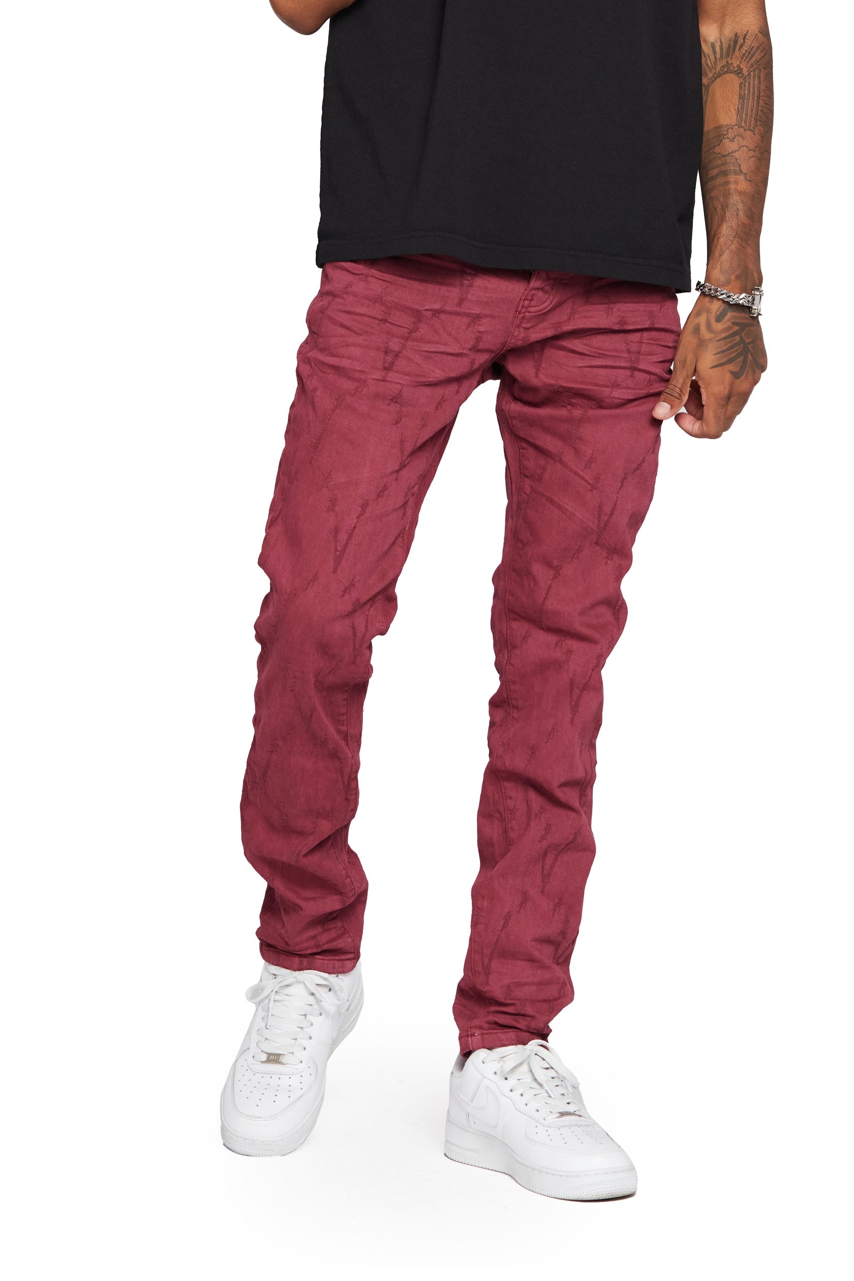 “VLOVE” BURGUNDY SKINNY JEAN