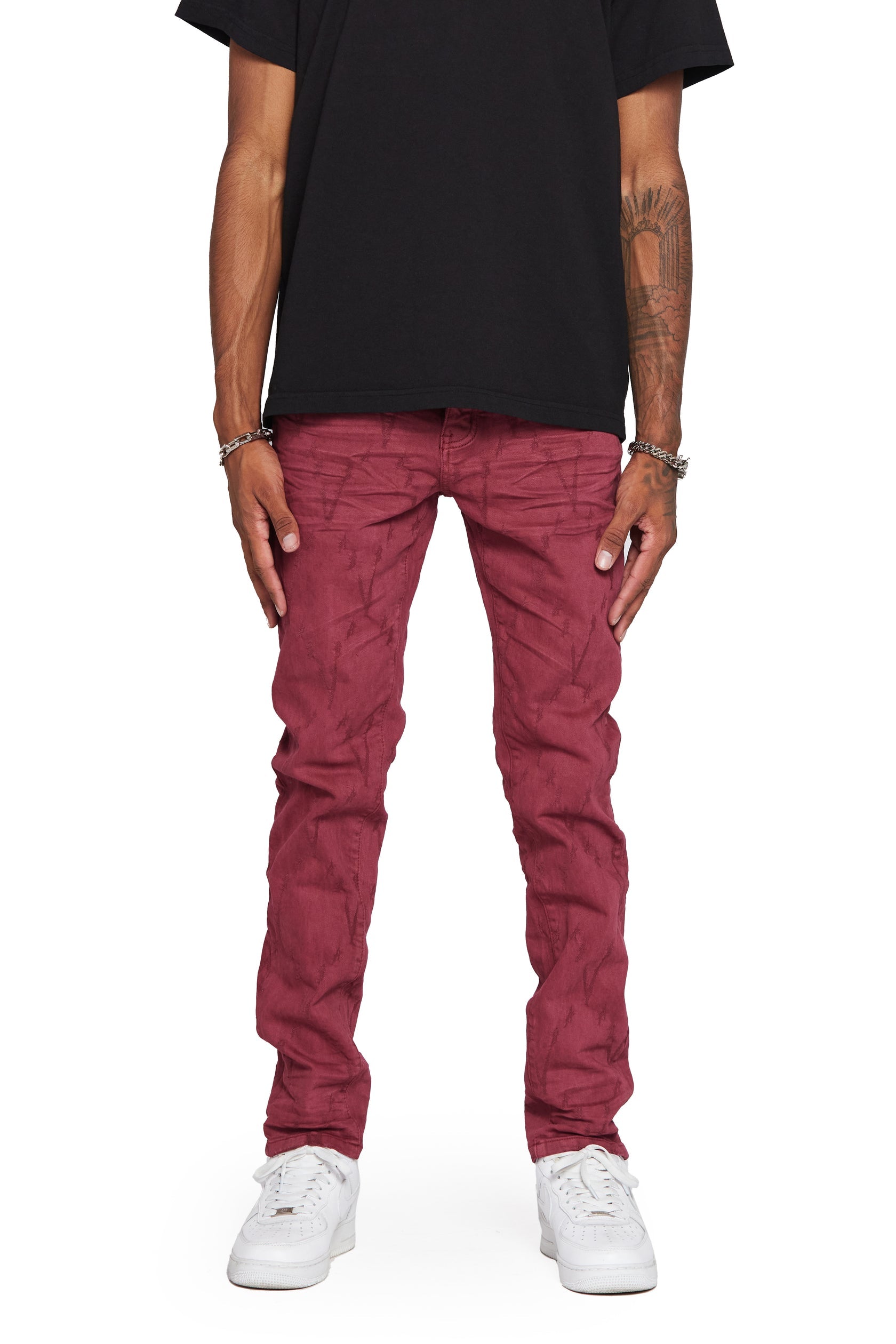 “VLOVE” BURGUNDY SKINNY JEAN