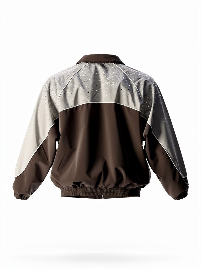 Kindred Rhinestone Nylon Zip-Up Track Jacket - Patterned Shoulders