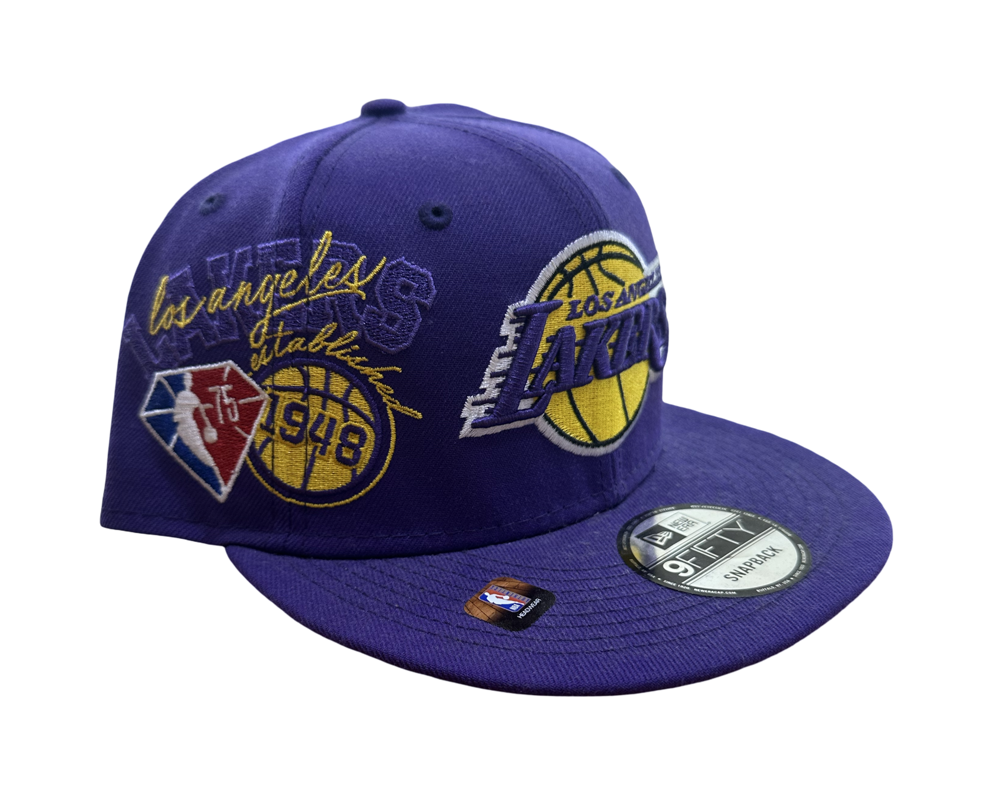 New Era Lakers Logo Snapback Hat - Flat Brim