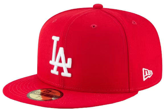 Los Angeles Dodgers New Era White Logo 59FIFTY Fitted Hat - Red