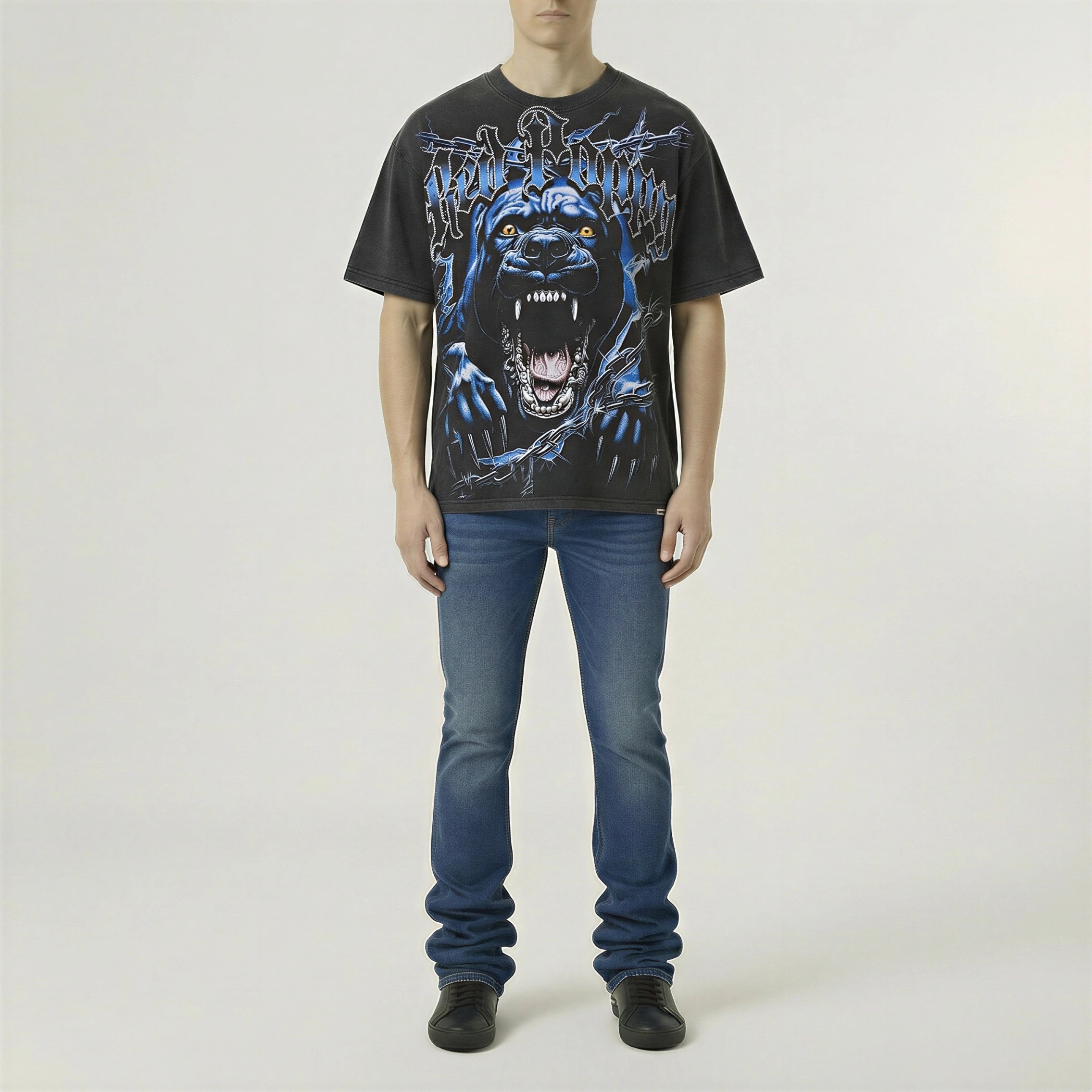 Red Poppy T-Shirt - Black