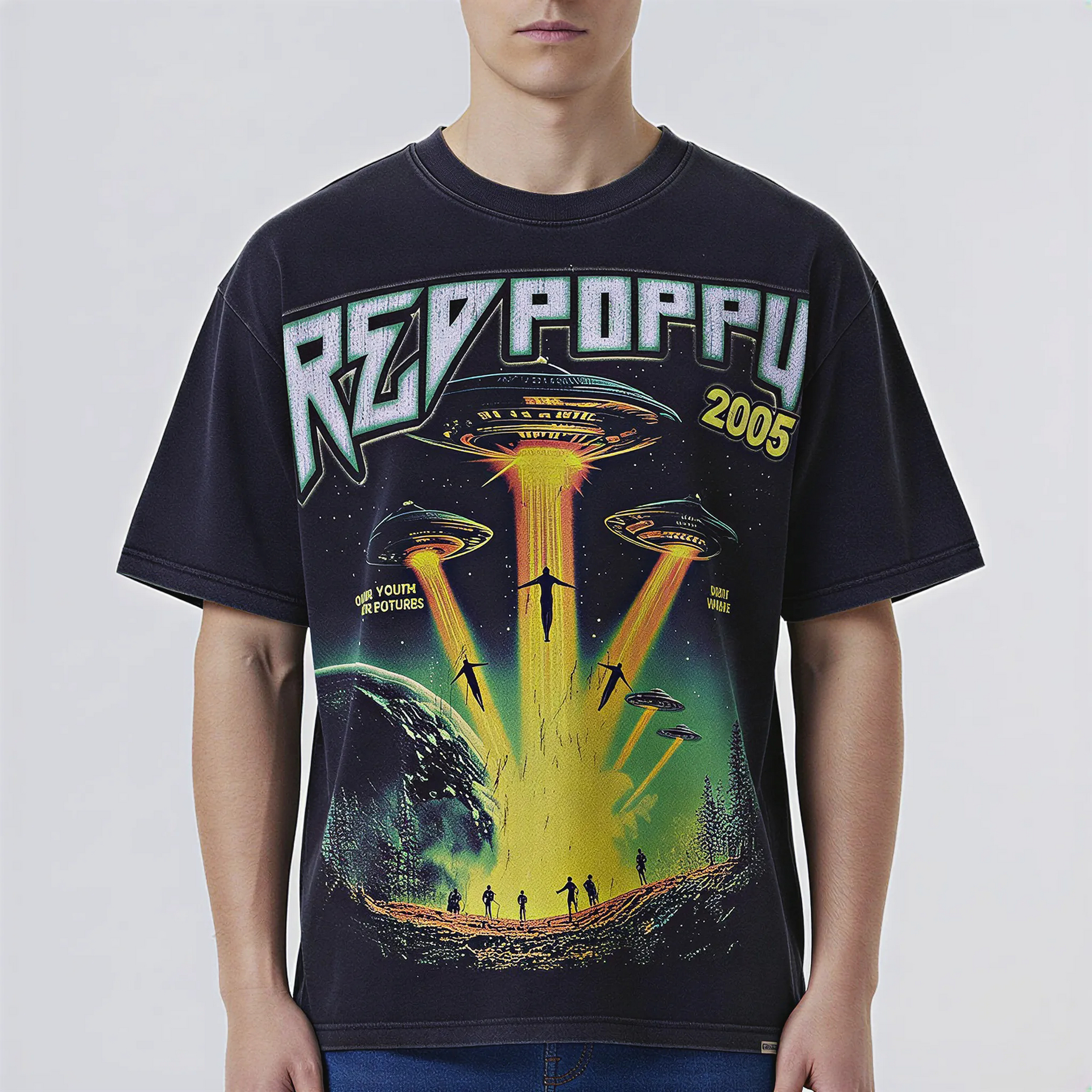 Red Poppy Ufo T-Shirt - Graphic Red Poppy Ufo T-Shirt - Graphic