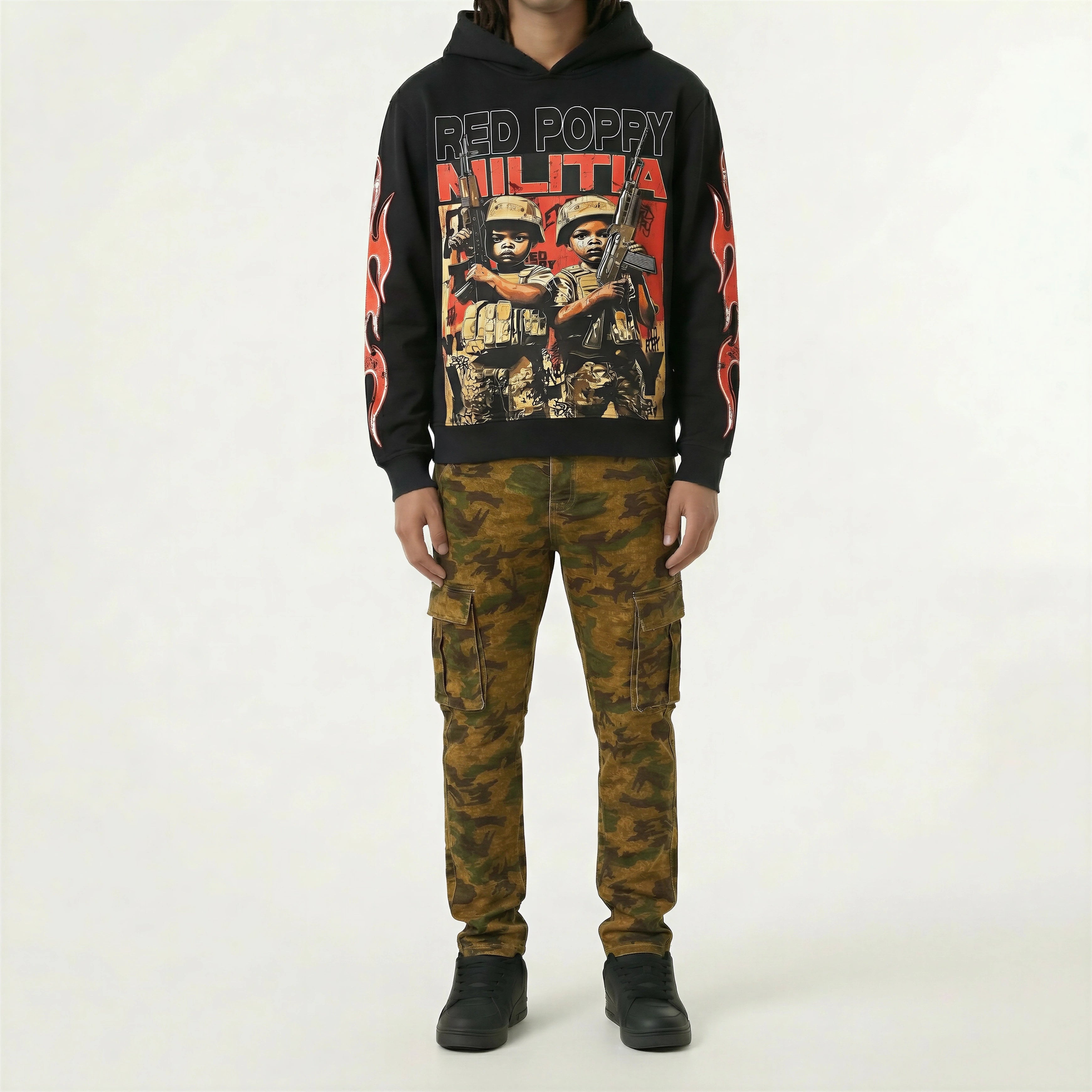 Red Poppy Skinny Denim Cargo Pants - Camouflage