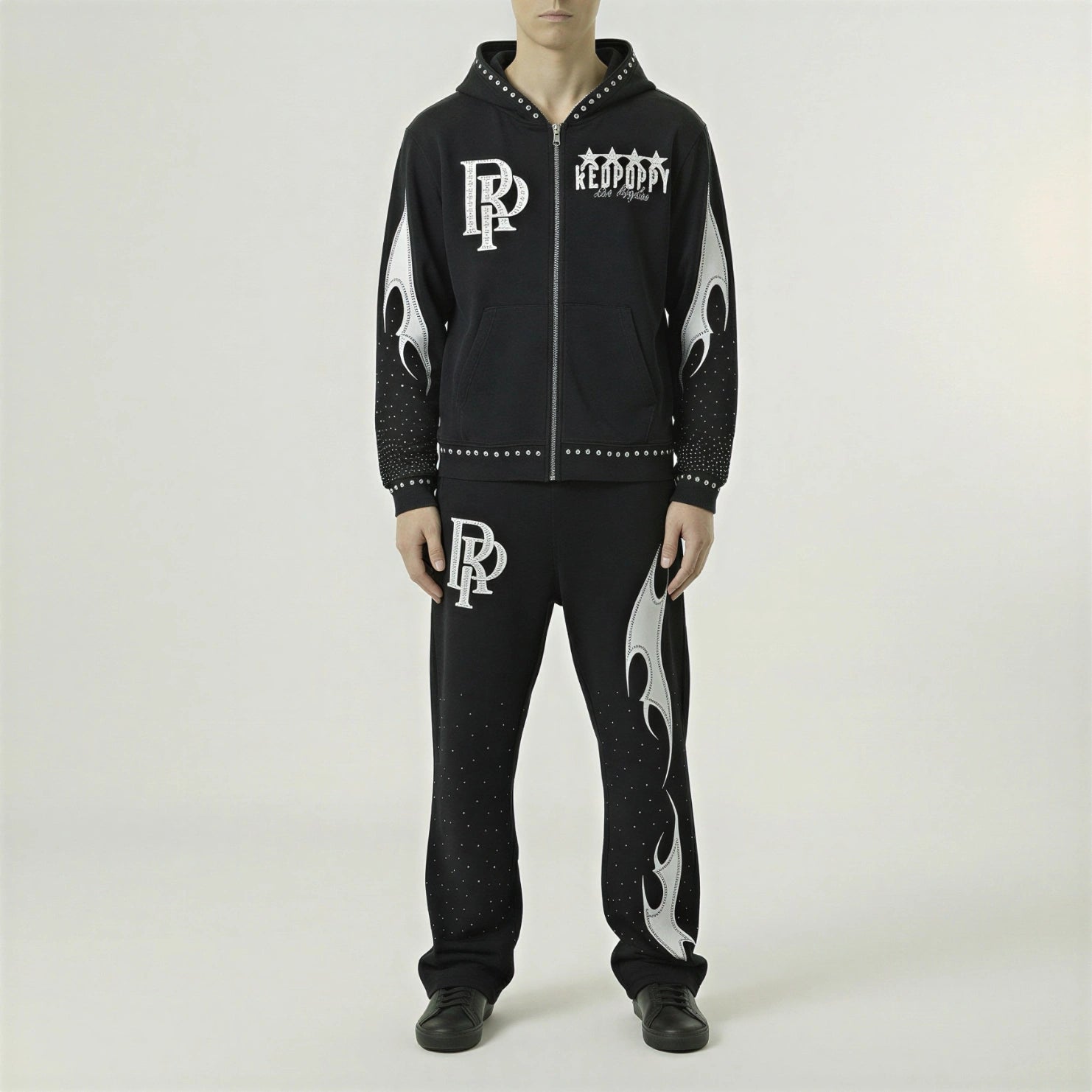 Red Poppy Sweatpants - Black