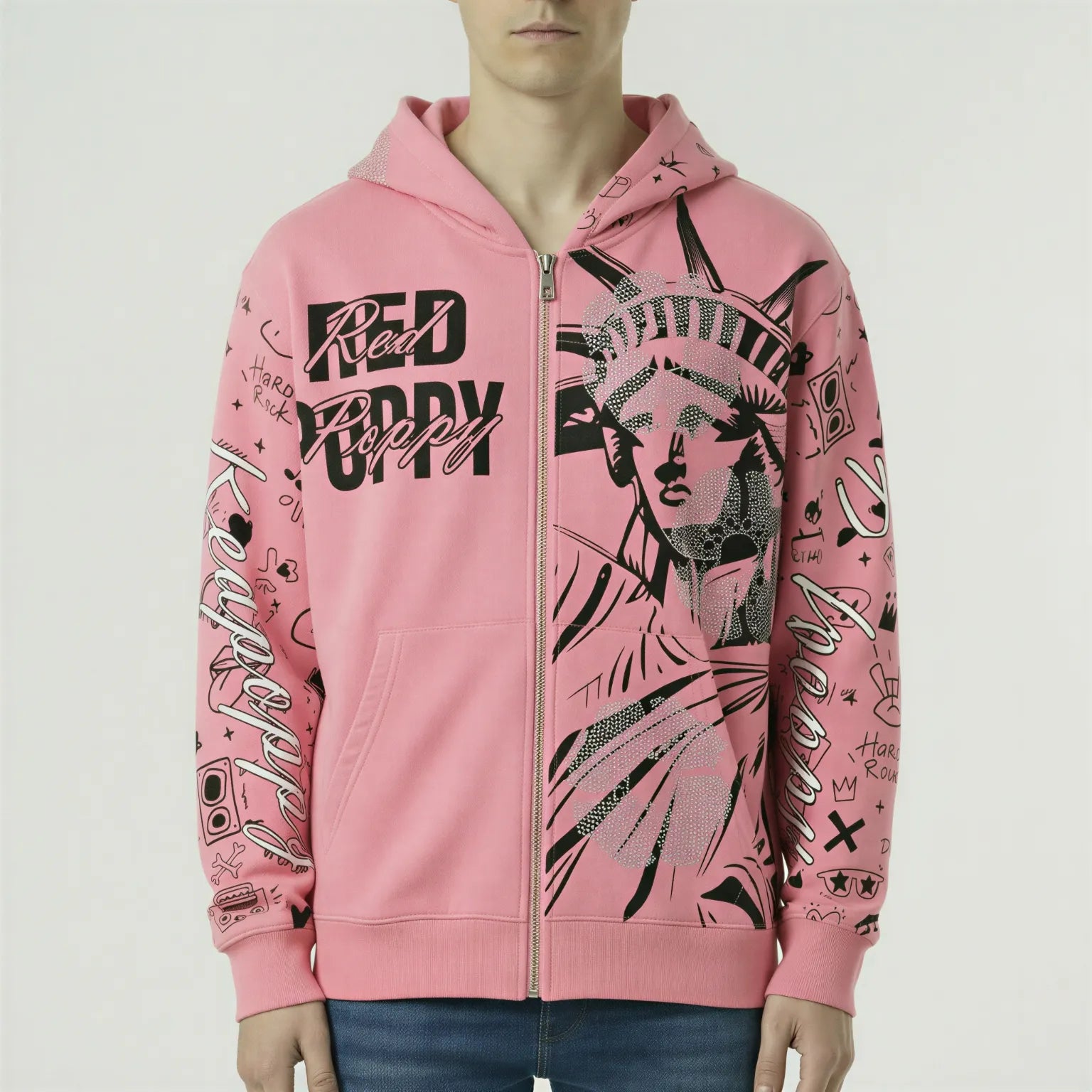 Red Poppy Liberty Hoodie - Graphic