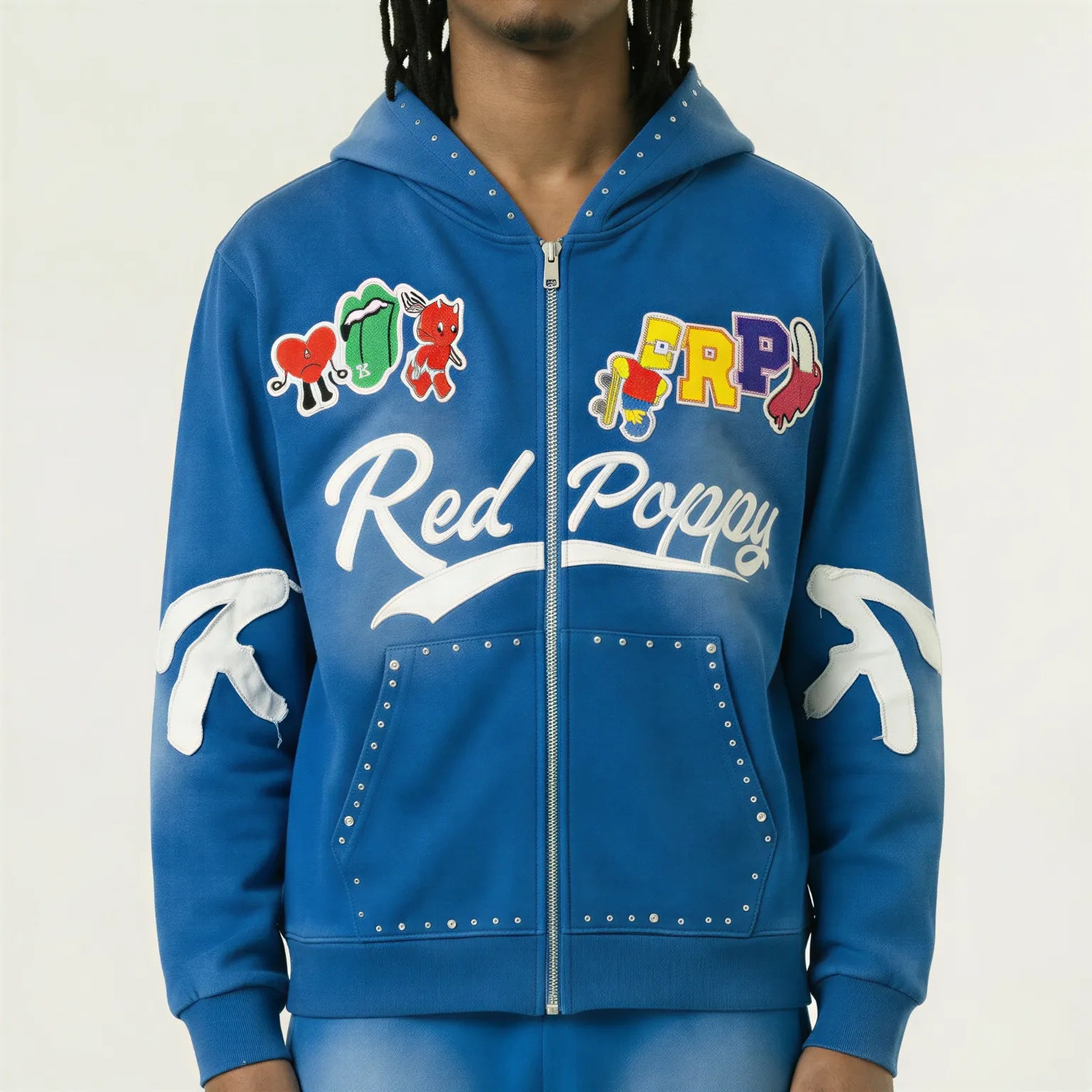 Red Poppy Patch Hoodie - Bomber Style