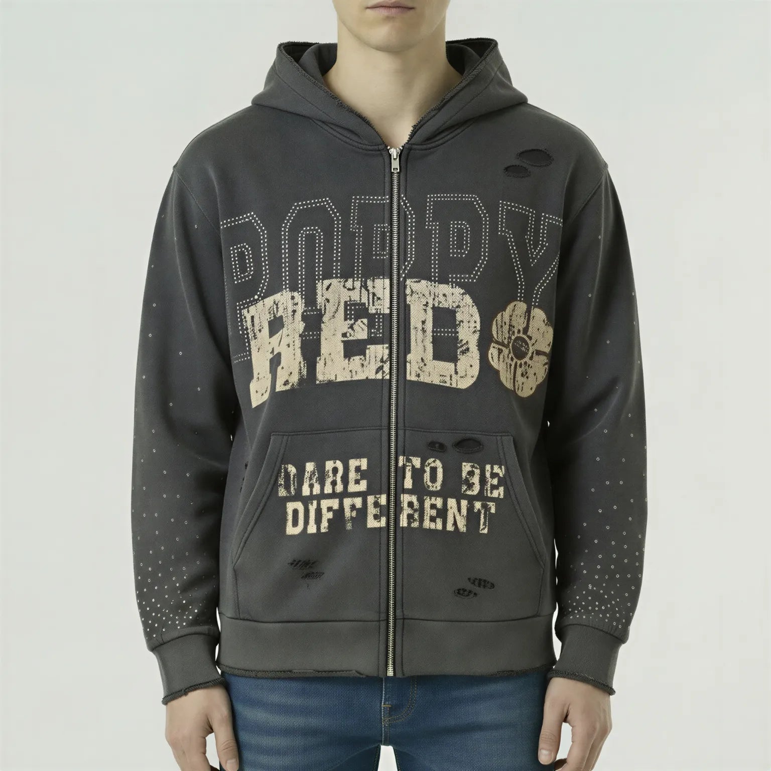Red Poppy Hoodie - Gray