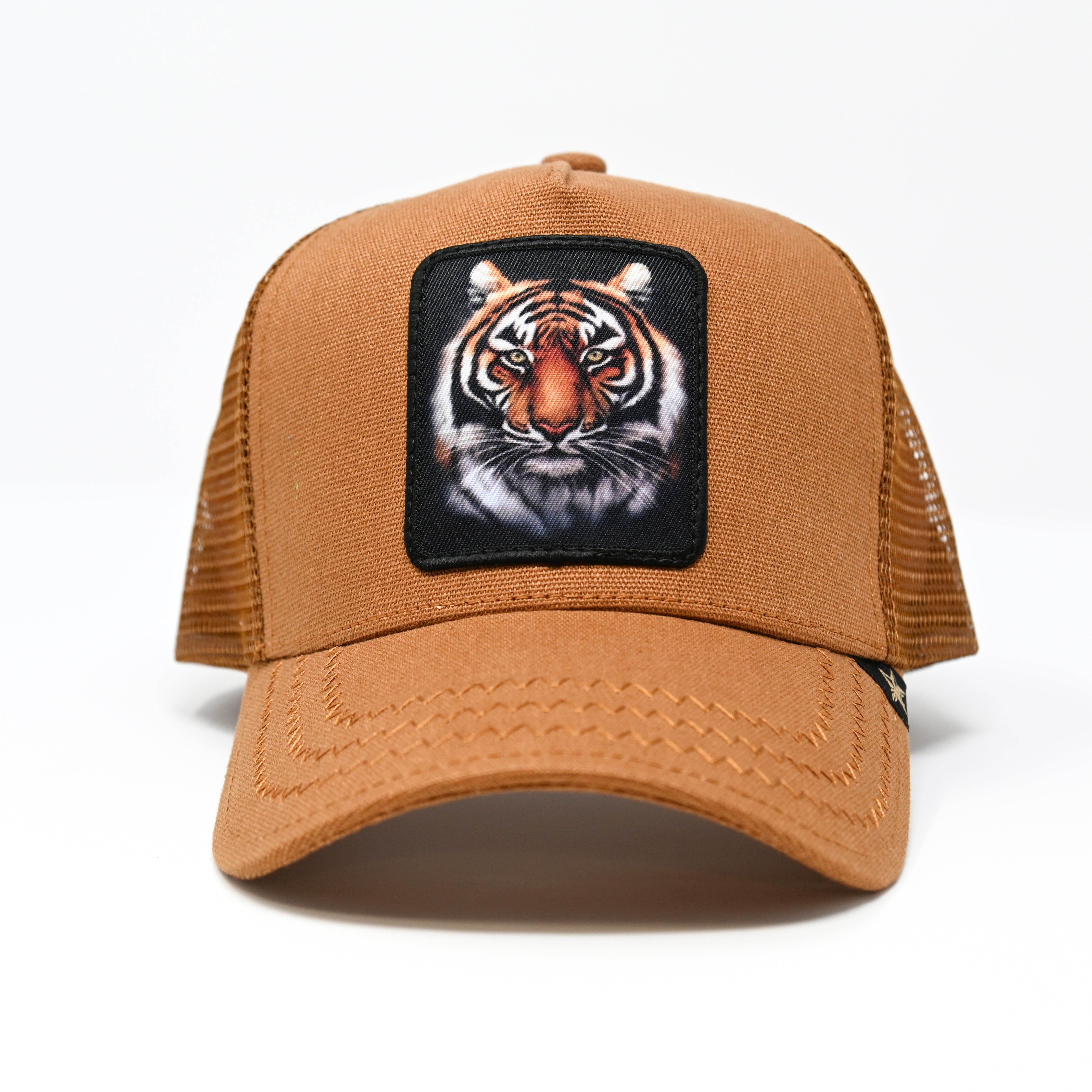 Gold Star Tiger Trucker Hat - Brown