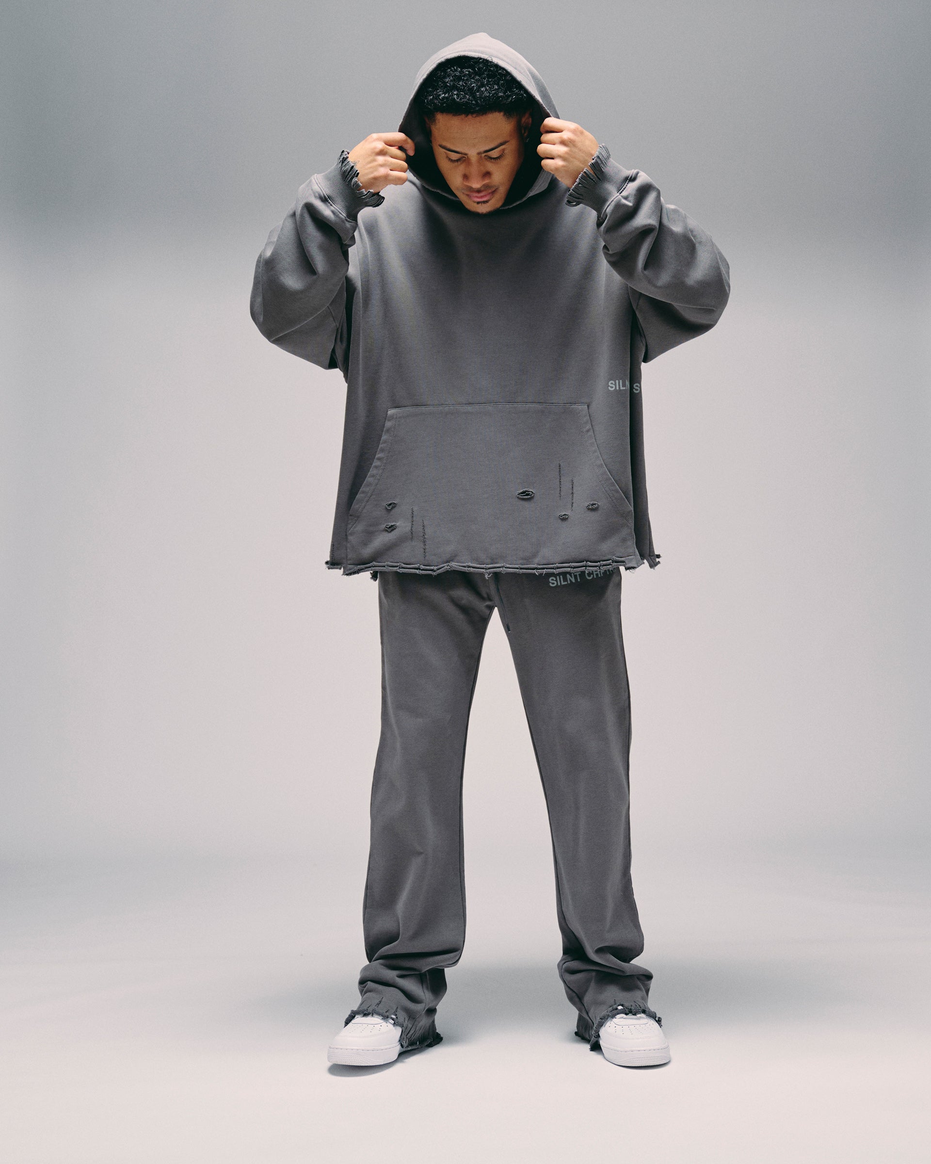 Silnt Chptrs Back Graphic Hoodie - Distressed