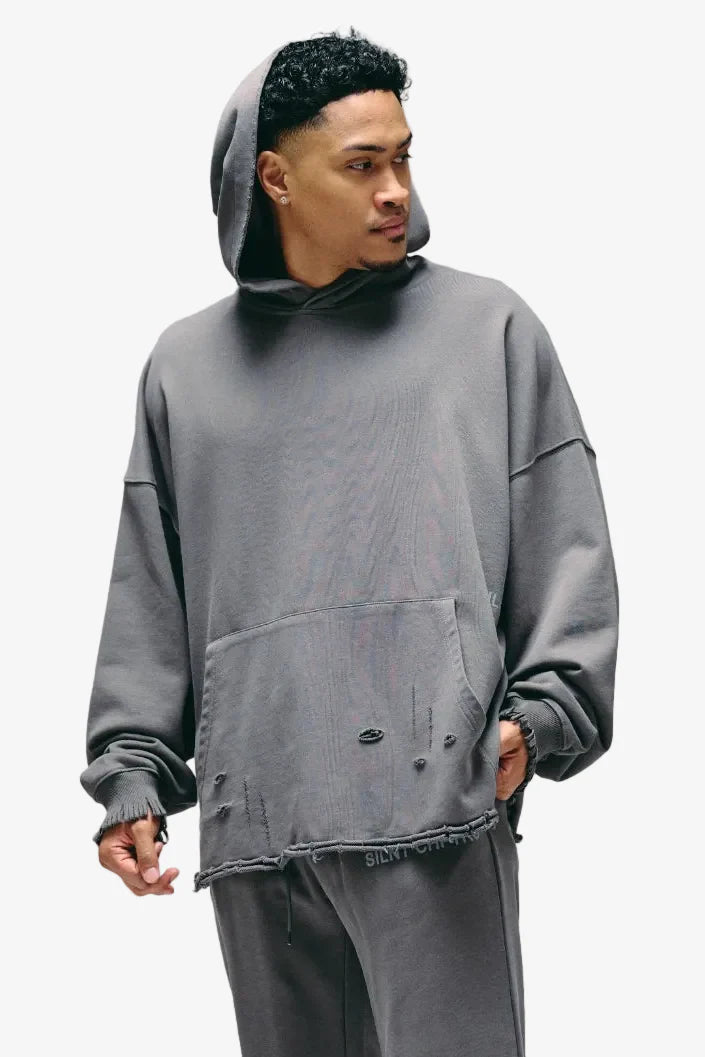 Silnt Chptrs Back Graphic Hoodie - Distressed