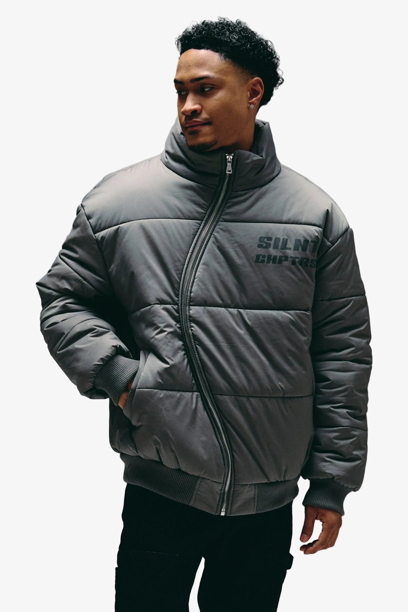 Silnt Chptrs Irregular Puffer Jacket - High Collar