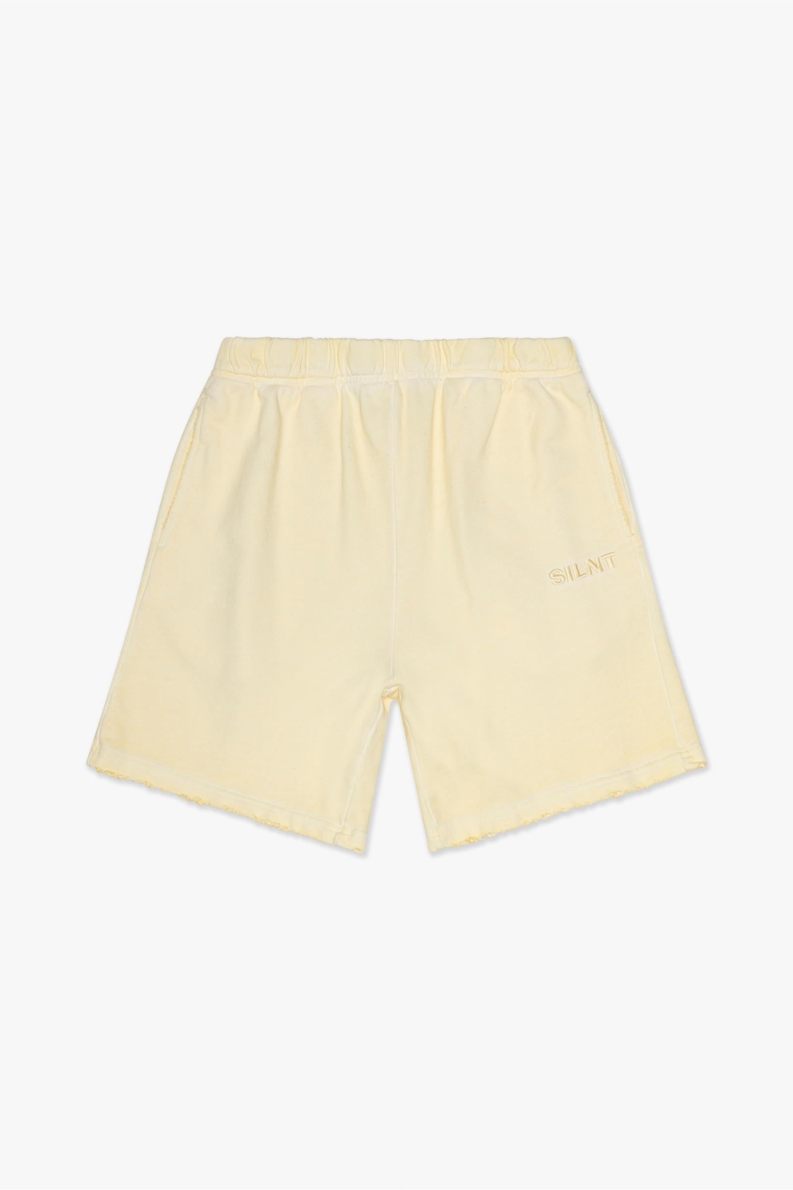 Silnt Chptrs Raw Hem Shorts - Relaxed Fit Cream