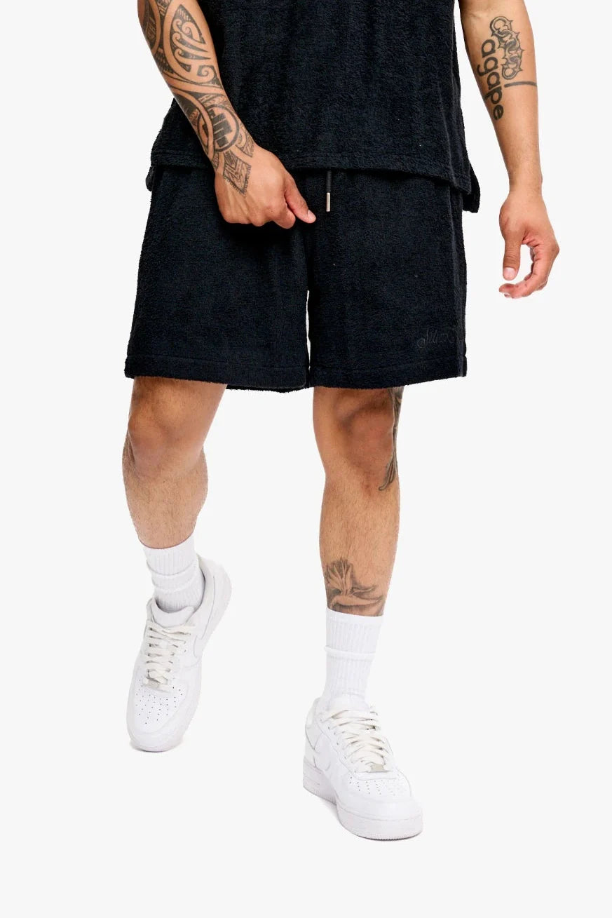 Silnt Chptrs Embroidered Terry Shorts - Elastic Waist