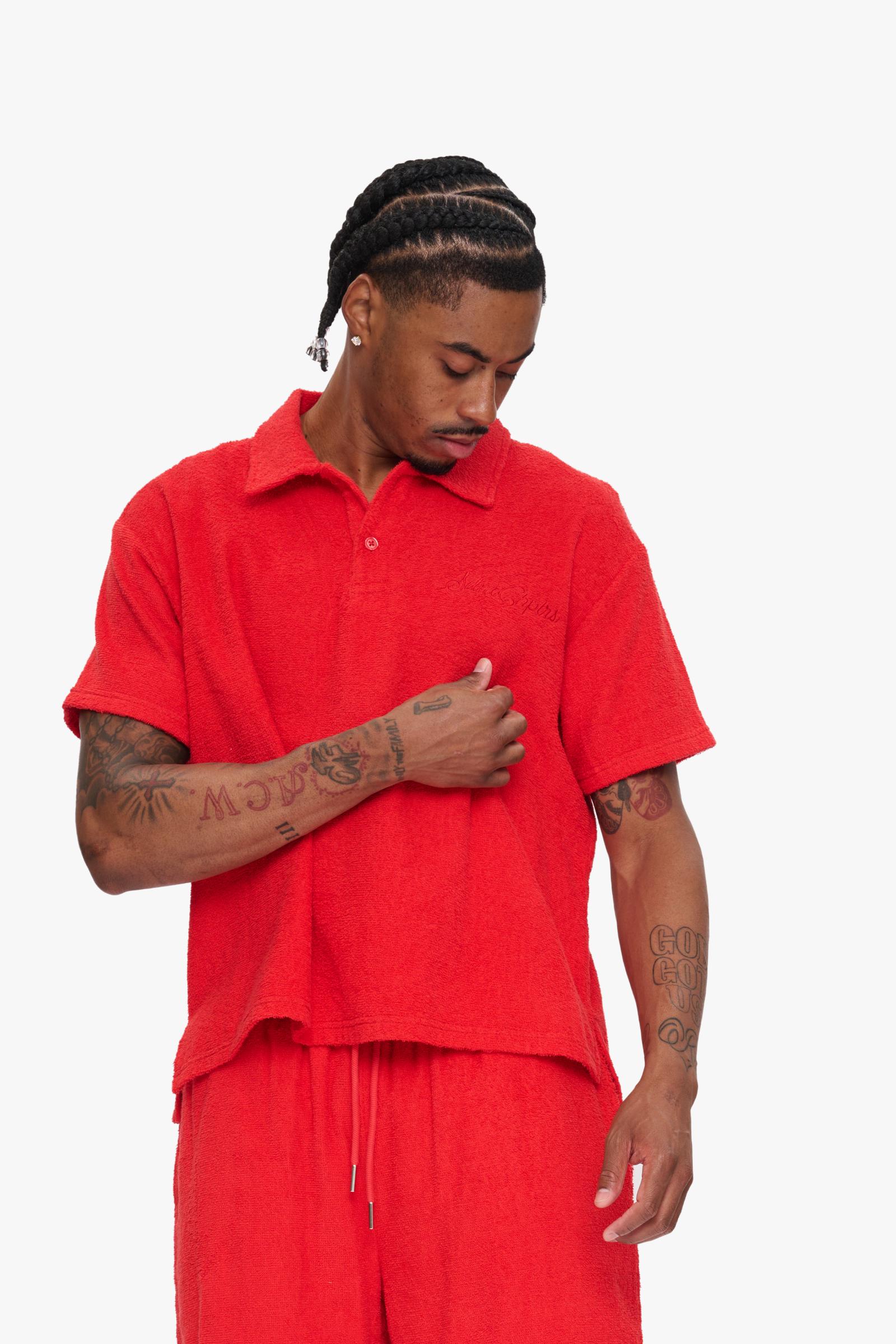 Silnt Chptrs Cursive Polo Shirt - Terry Cloth