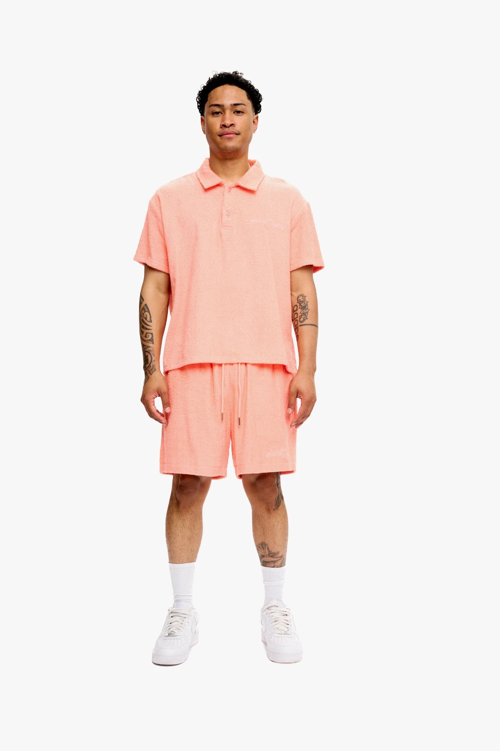 Silnt Chptrs Rose Collar Polo Shirt - Terry Texture