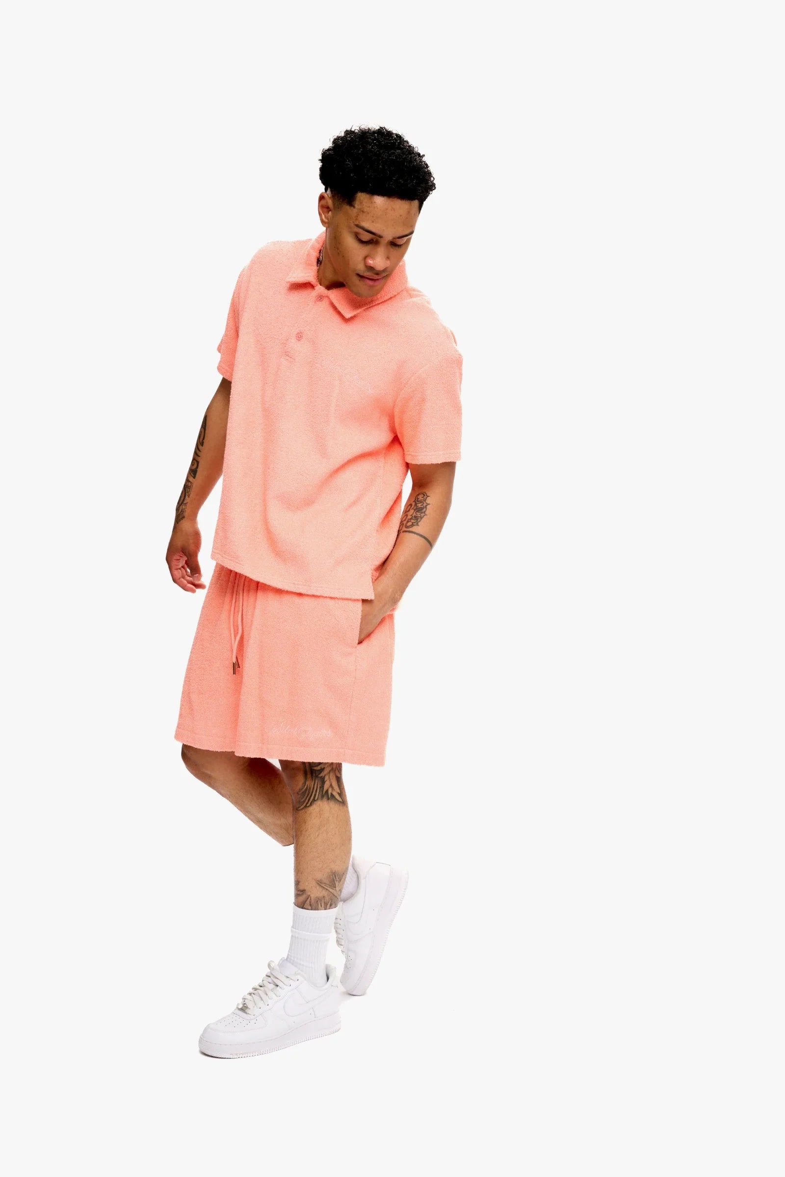 Silnt Chptrs Rose Collar Polo Shirt - Terry Texture