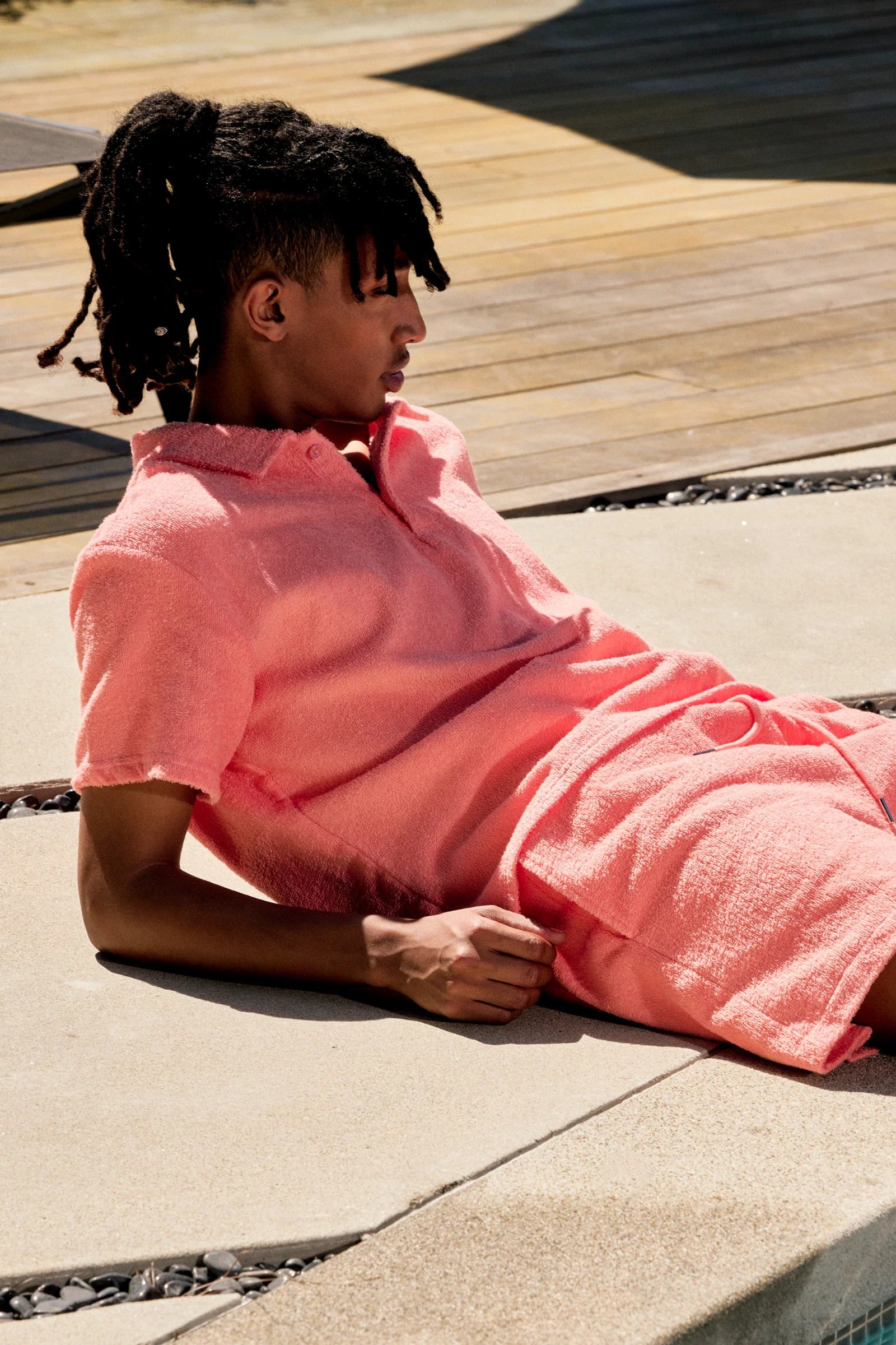 Silnt Chptrs Rose Collar Polo Shirt - Terry Texture