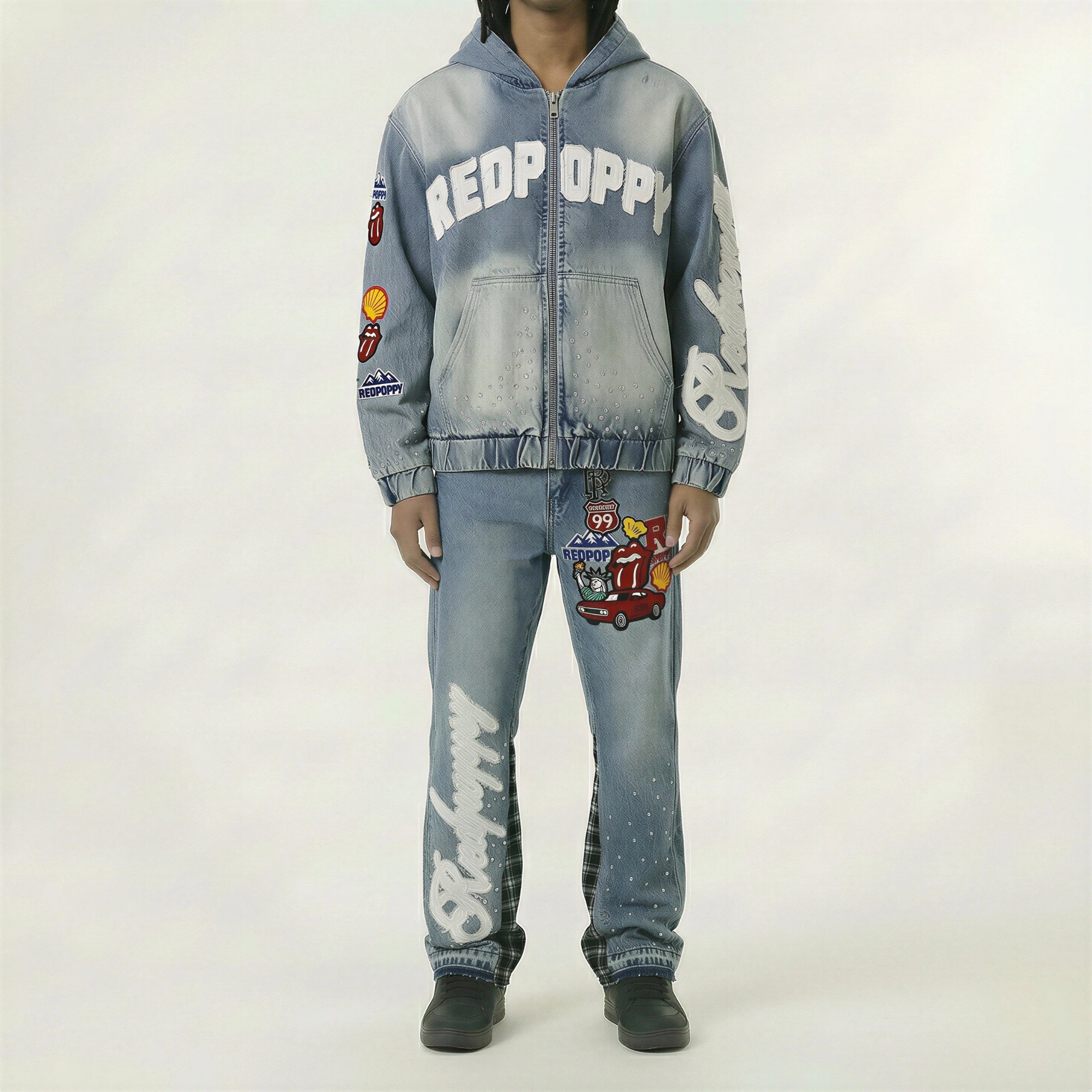 Red Poppy Denim Jacket