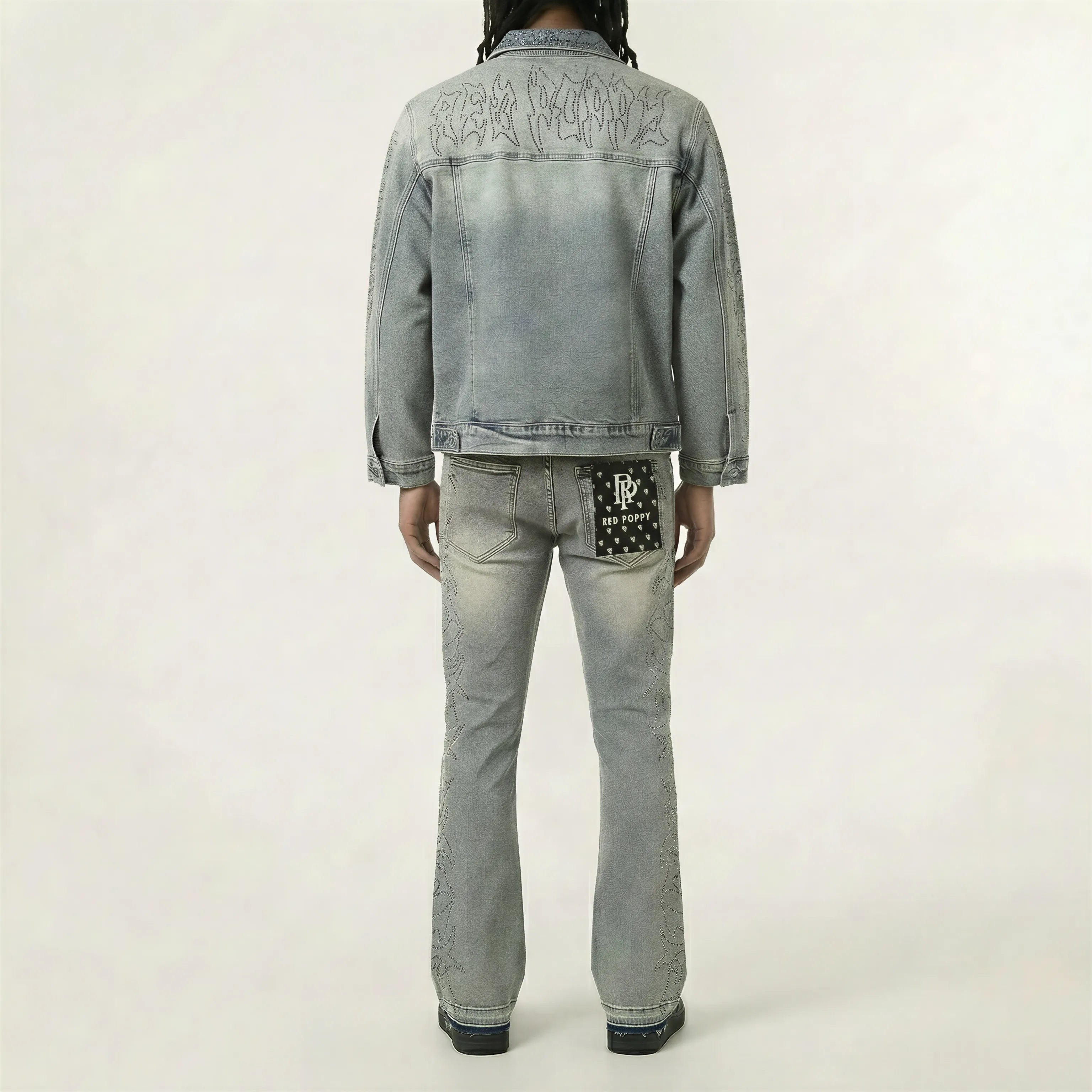 Red Poppy Stacked Flare Jeans - Blue Wash