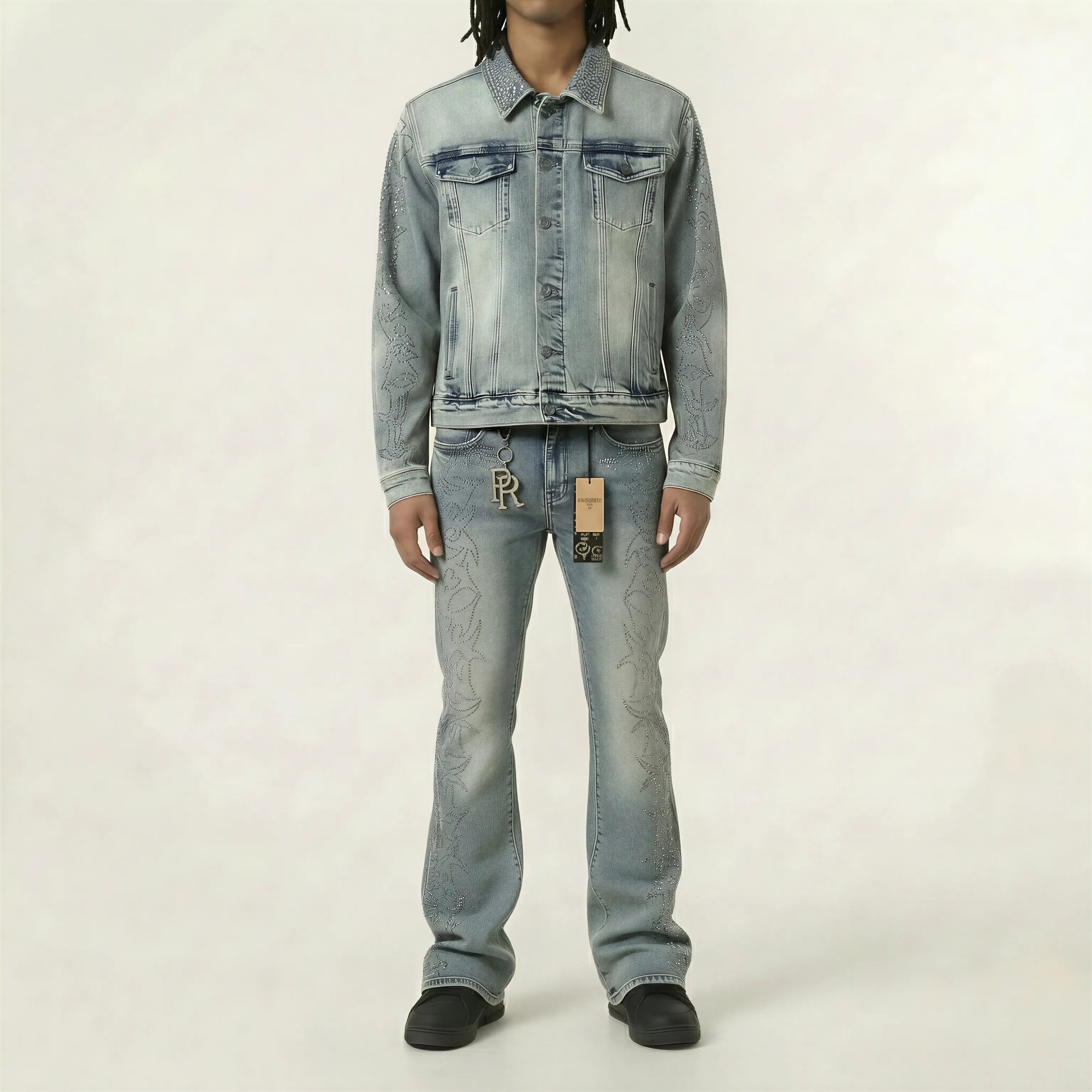 Red Poppy Stacked Flare Jeans - Blue Wash