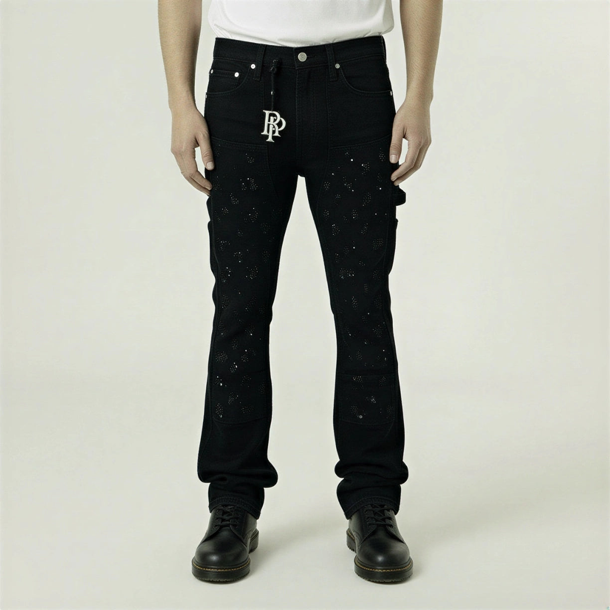 Red Poppy Stacked Flare Fit Jeans - Black