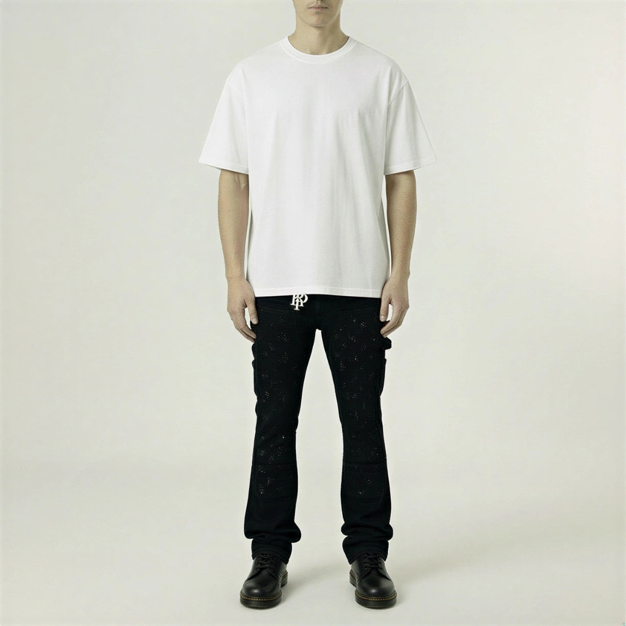 Red Poppy Stacked Flare Fit Jeans - Black