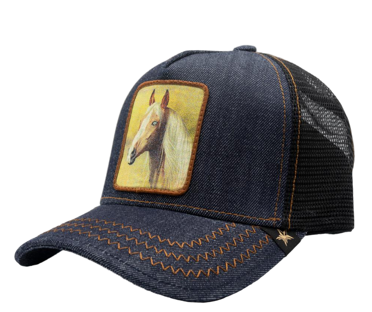 Gold Star Horse Trucker Hat - Blue