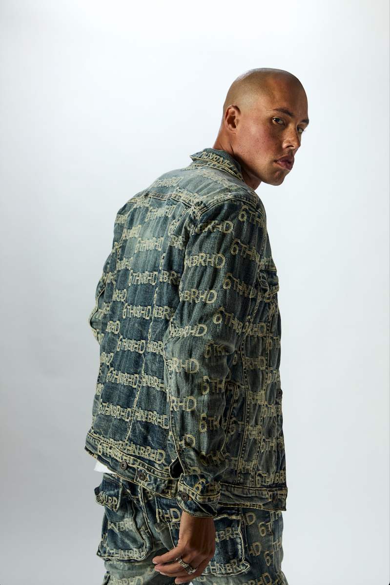 6Th Nbrhd Embedded Men's Denim Jacket - Washed Finish